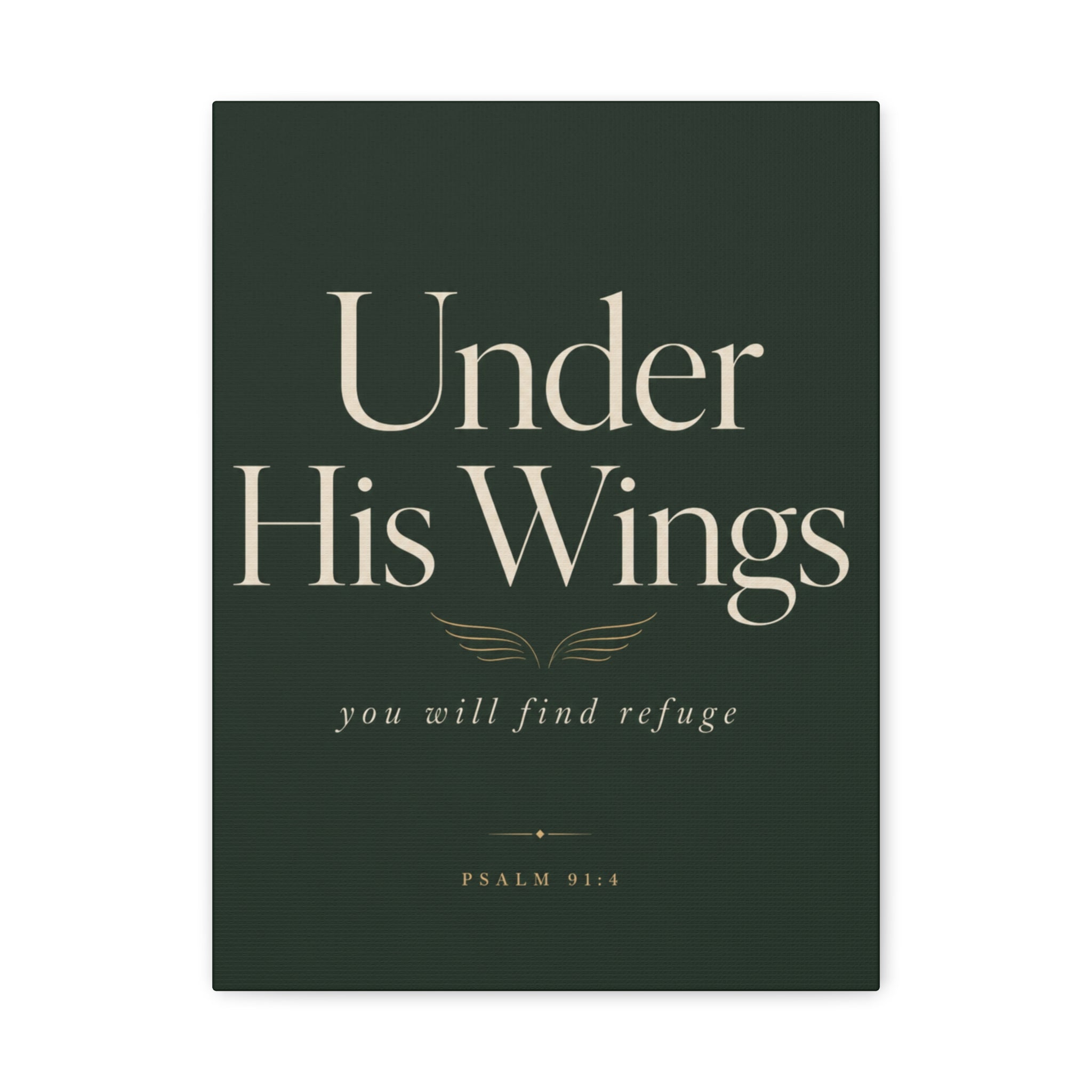 Under His Wings Canvas Wall Art – "You Will Find Refuge" Christian Inspirational Home Decor