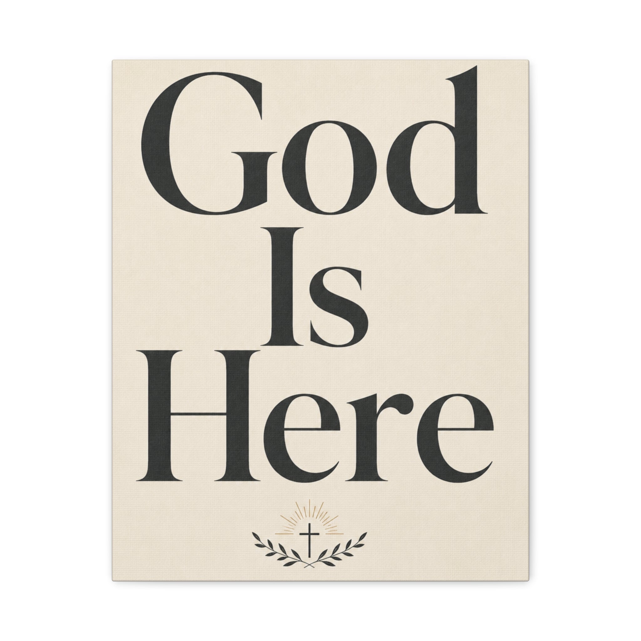 God Is Here – Modern Faith Typography Canvas Wall Art