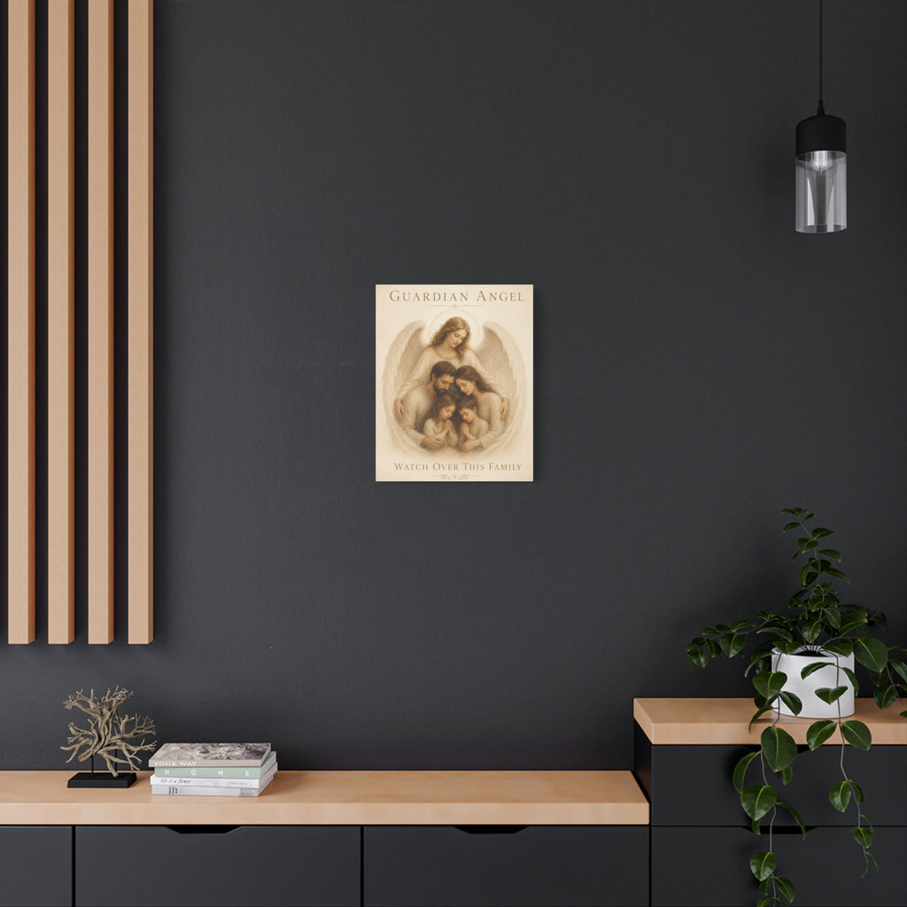 Guardian Angel Watch Over This Family – Canvas Wall Art (Warm)