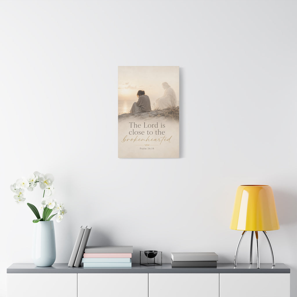 Psalm 34:18 Canvas Wall Art — "The Lord is close to the brokenhearted" Matte Stretched Canvas