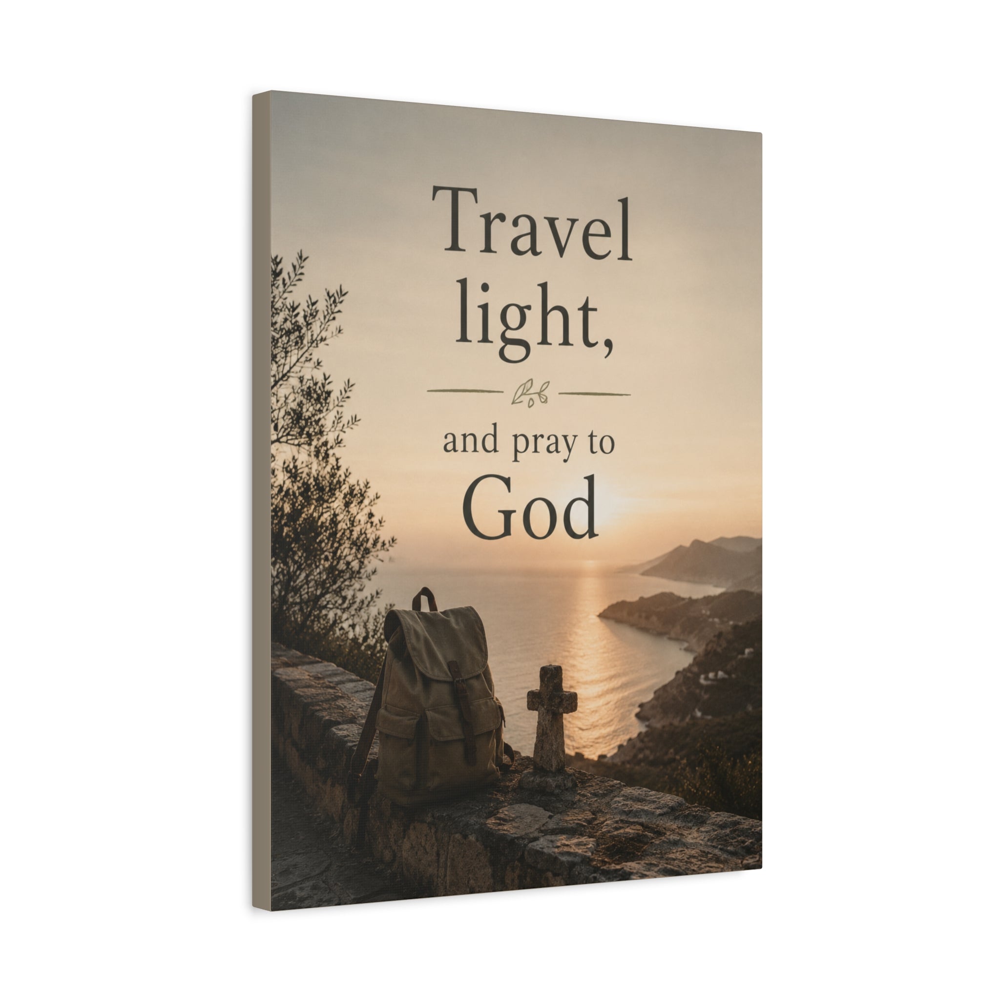 Travel Light and Pray to God Christian Canvas Wall Art  Faith Travel Decor