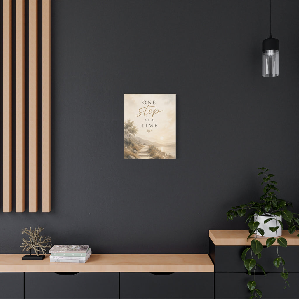 One Step at a Time Inspirational Canvas Wall Art