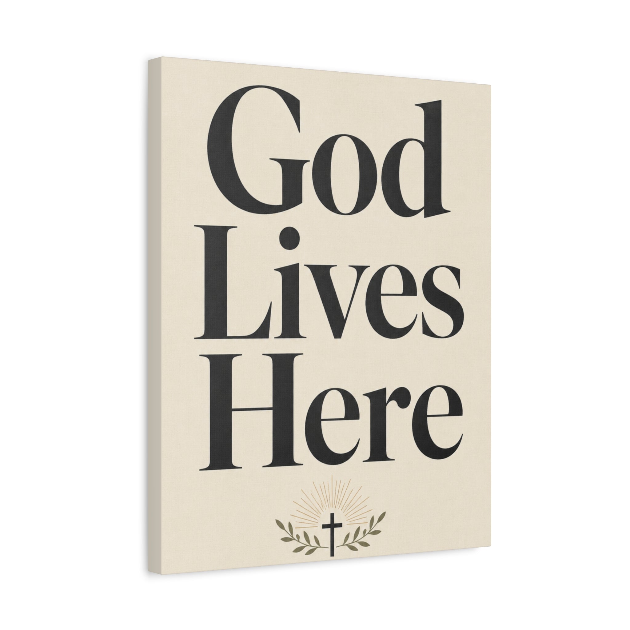 God Lives Here – Modern Faith Typography Canvas Wall Art