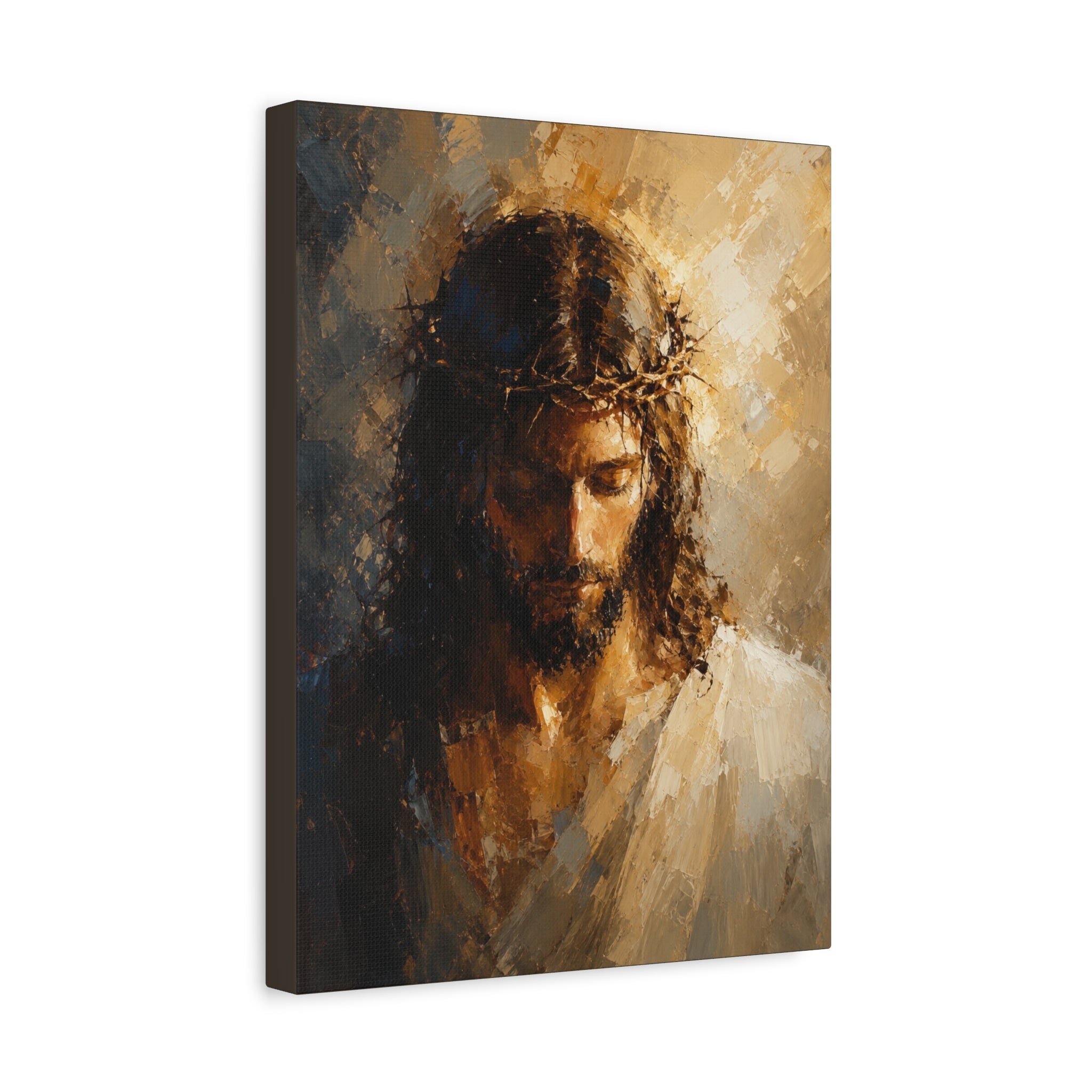 Jesus Crown of Thorns Christian Canvas Wall Art  Modern Sacred Art