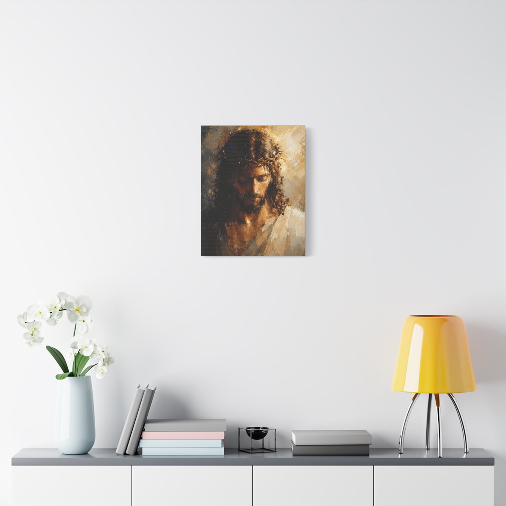 Jesus Crown of Thorns Christian Canvas Wall Art  Modern Sacred Art