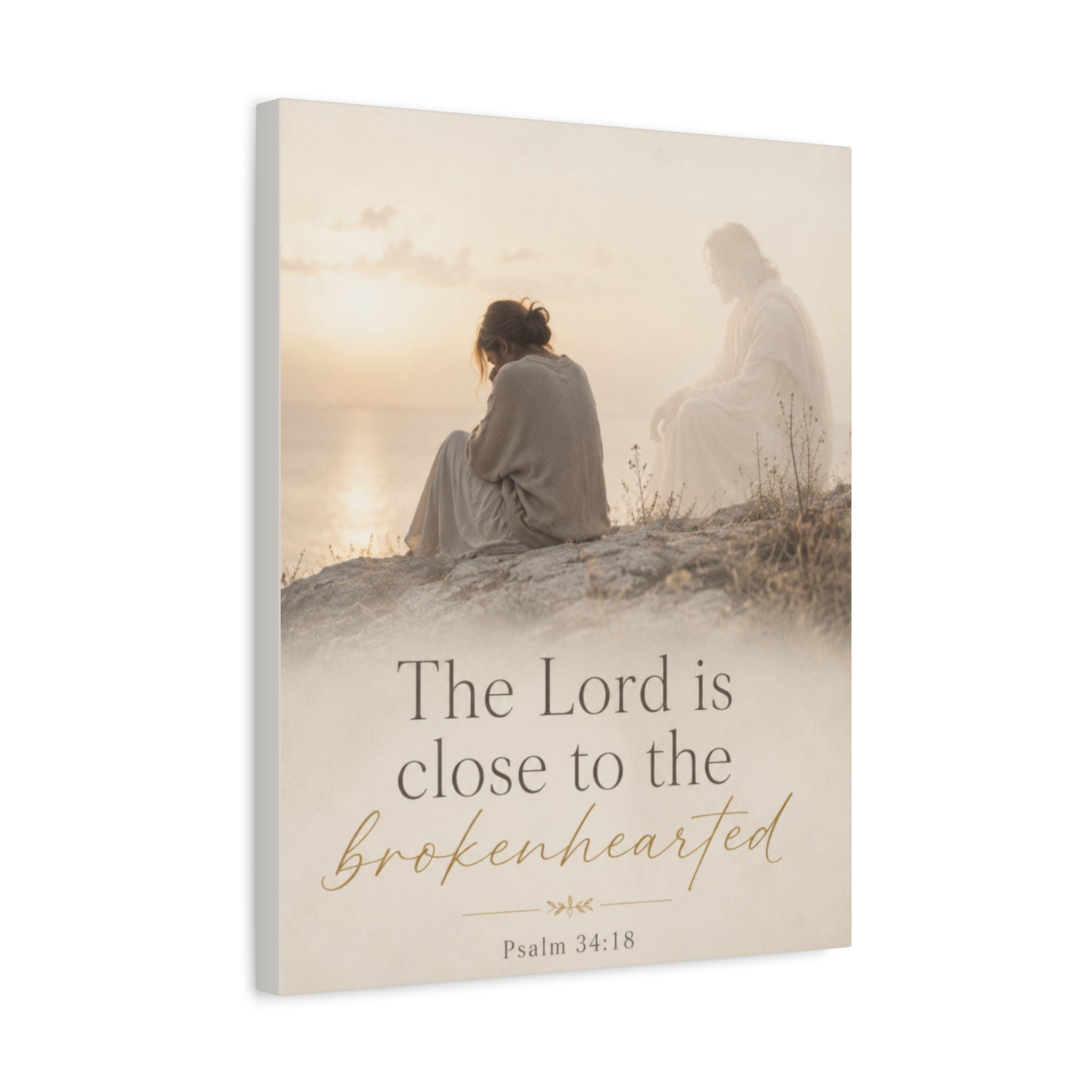 Psalm 34:18 Canvas Wall Art — "The Lord is close to the brokenhearted" Matte Stretched Canvas