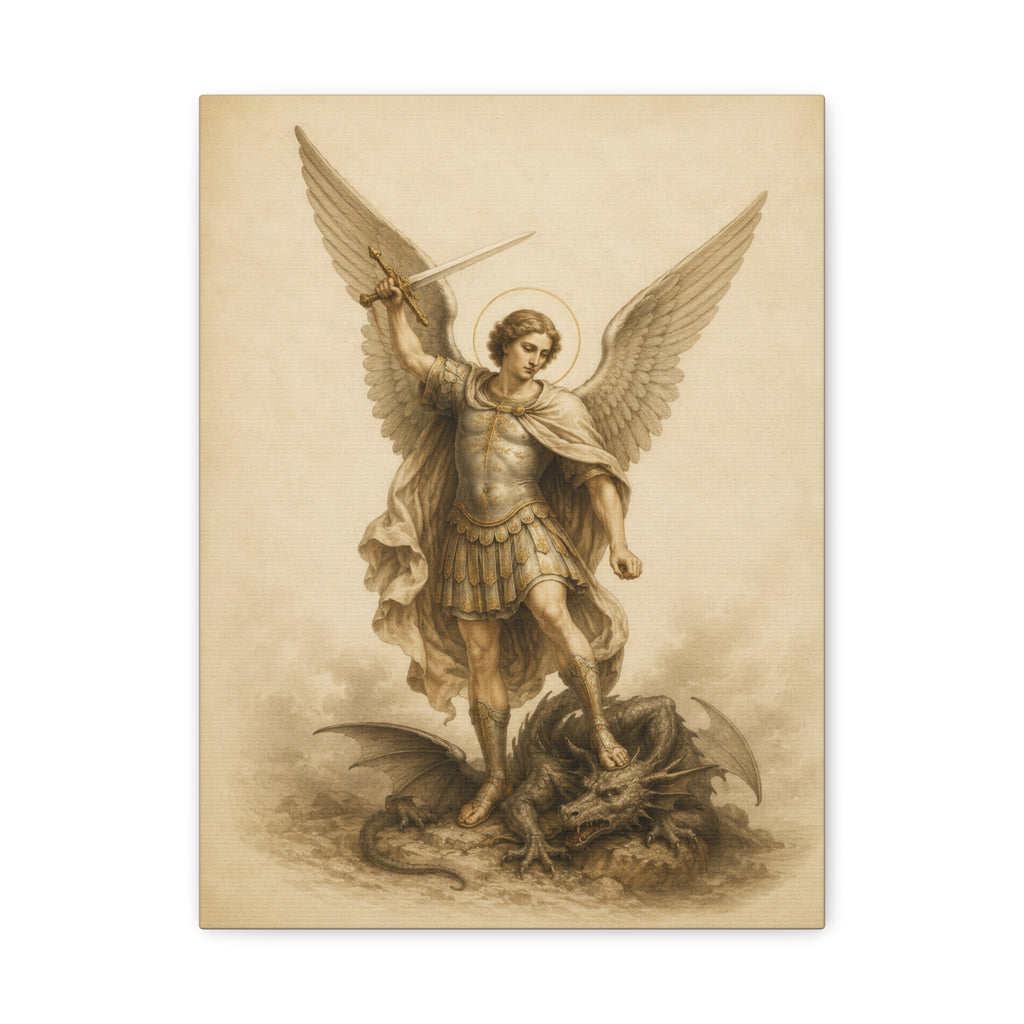 Saint Michael Archangel Canvas Print – Vintage Religious Wall Art