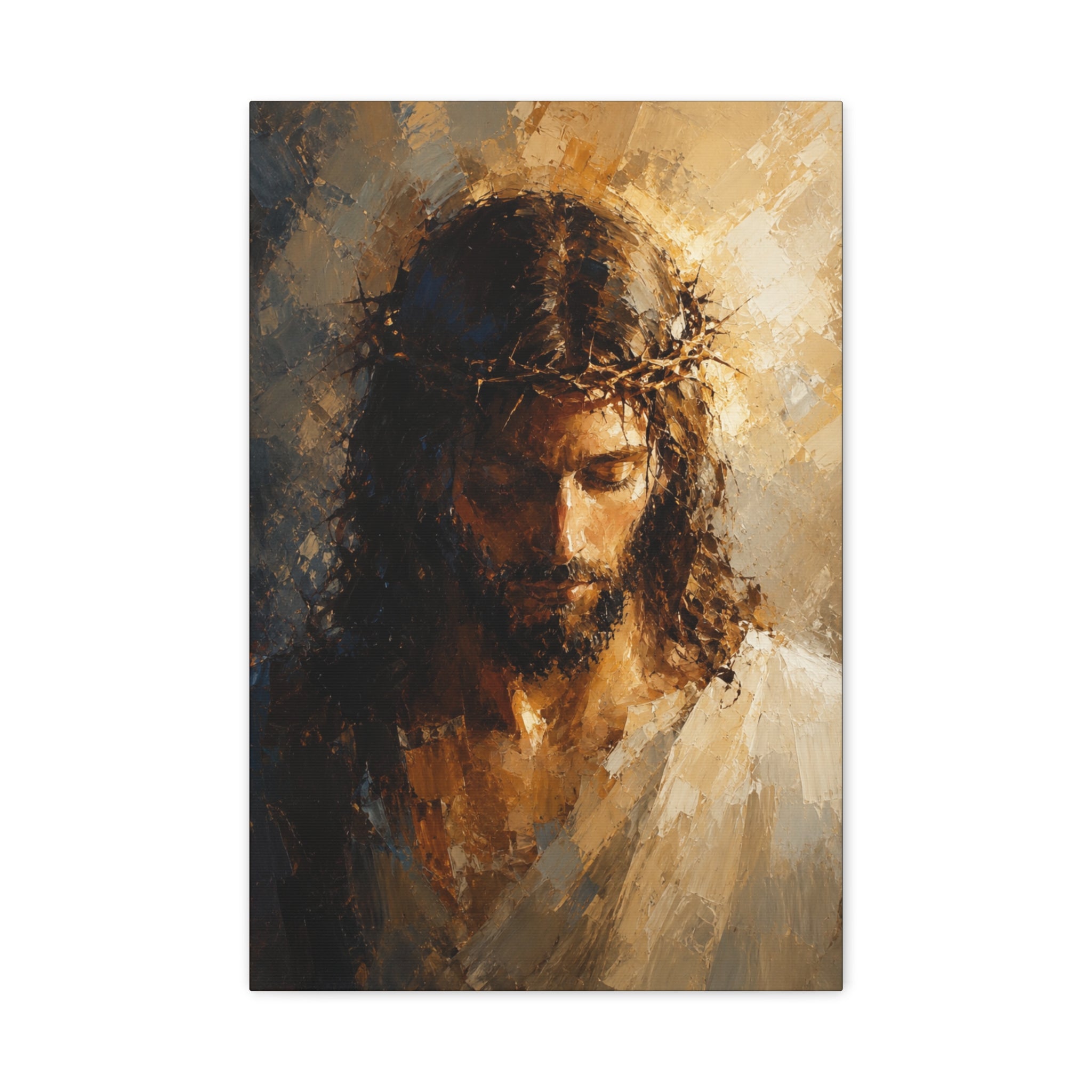 Jesus Crown of Thorns Christian Canvas Wall Art  Modern Sacred Art