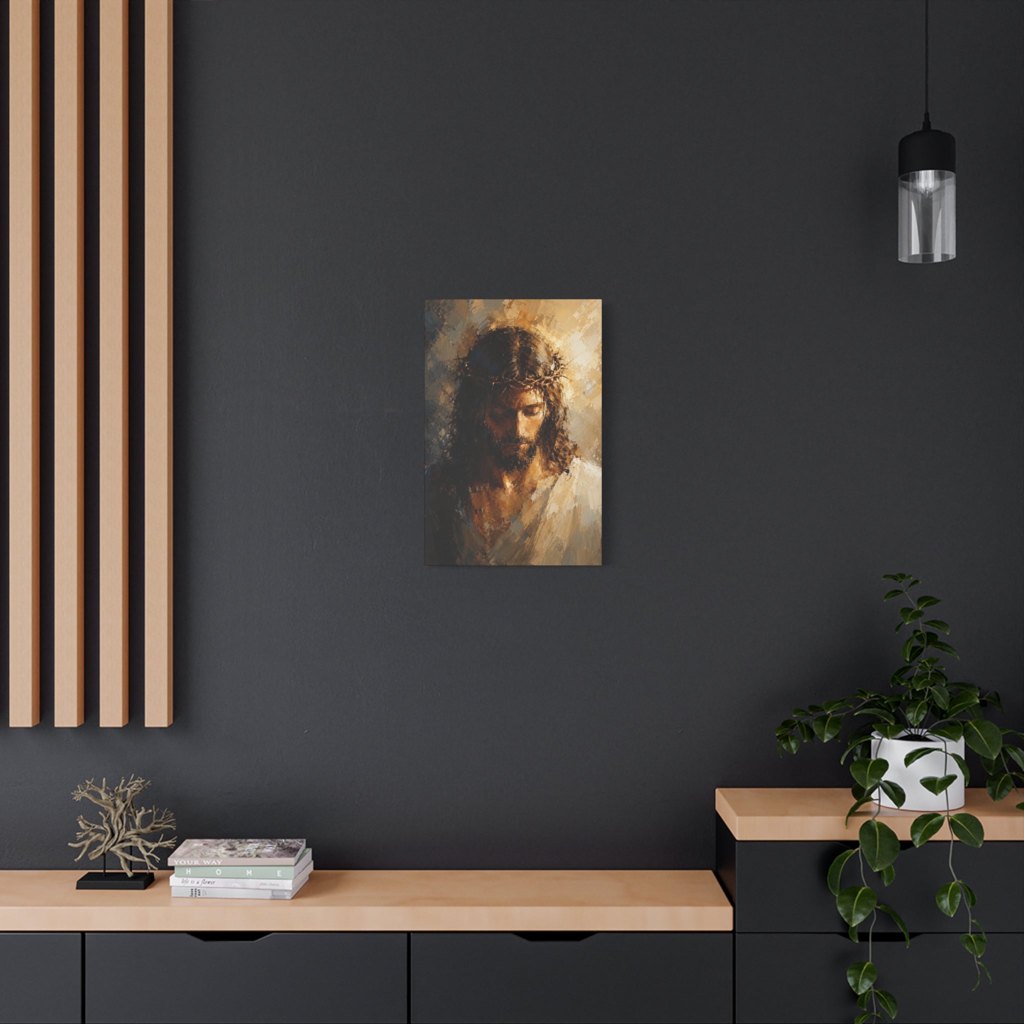 Jesus Crown of Thorns Christian Canvas Wall Art  Modern Sacred Art