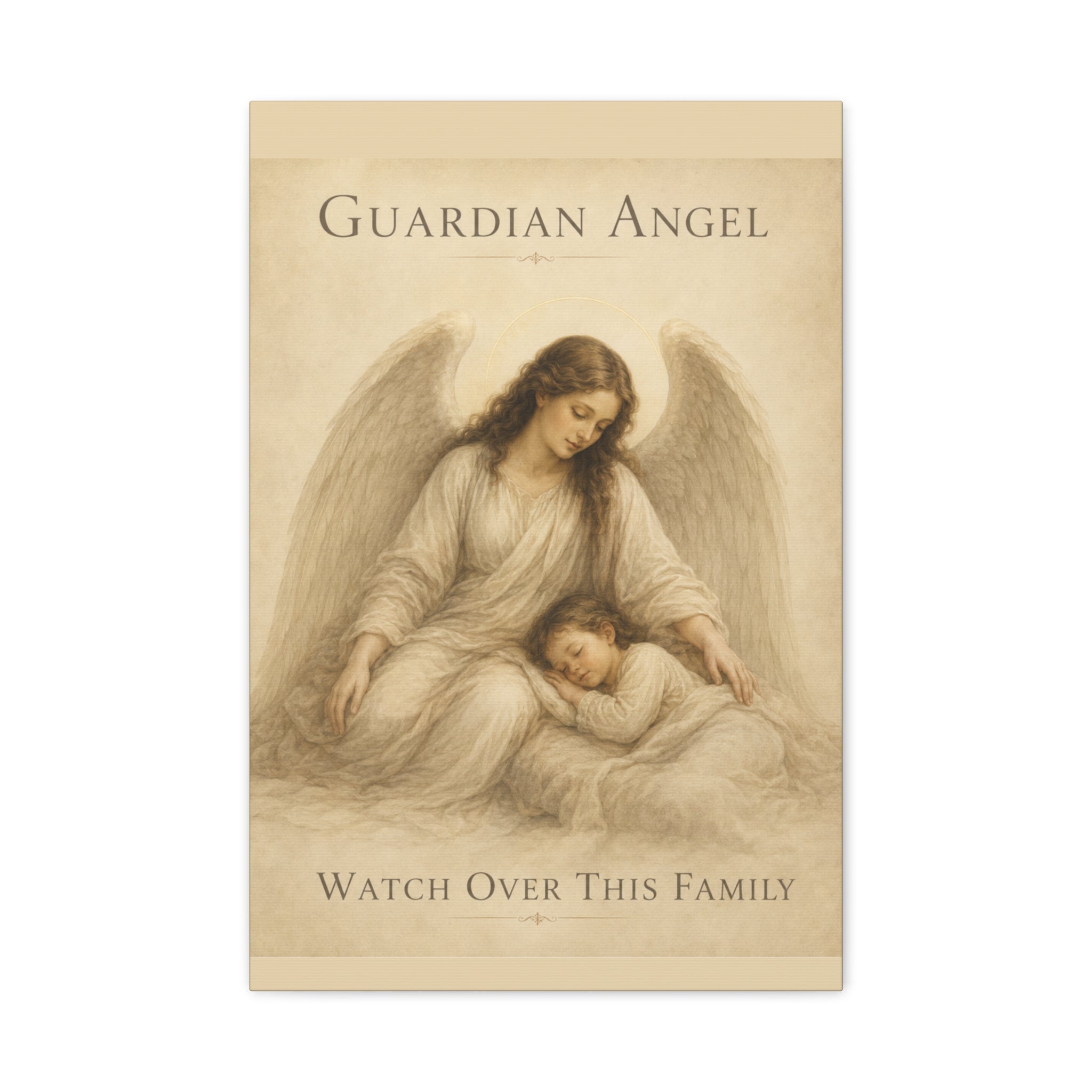 Guardian Angel Watch Over This Family – Canvas Wall Art (Sage)