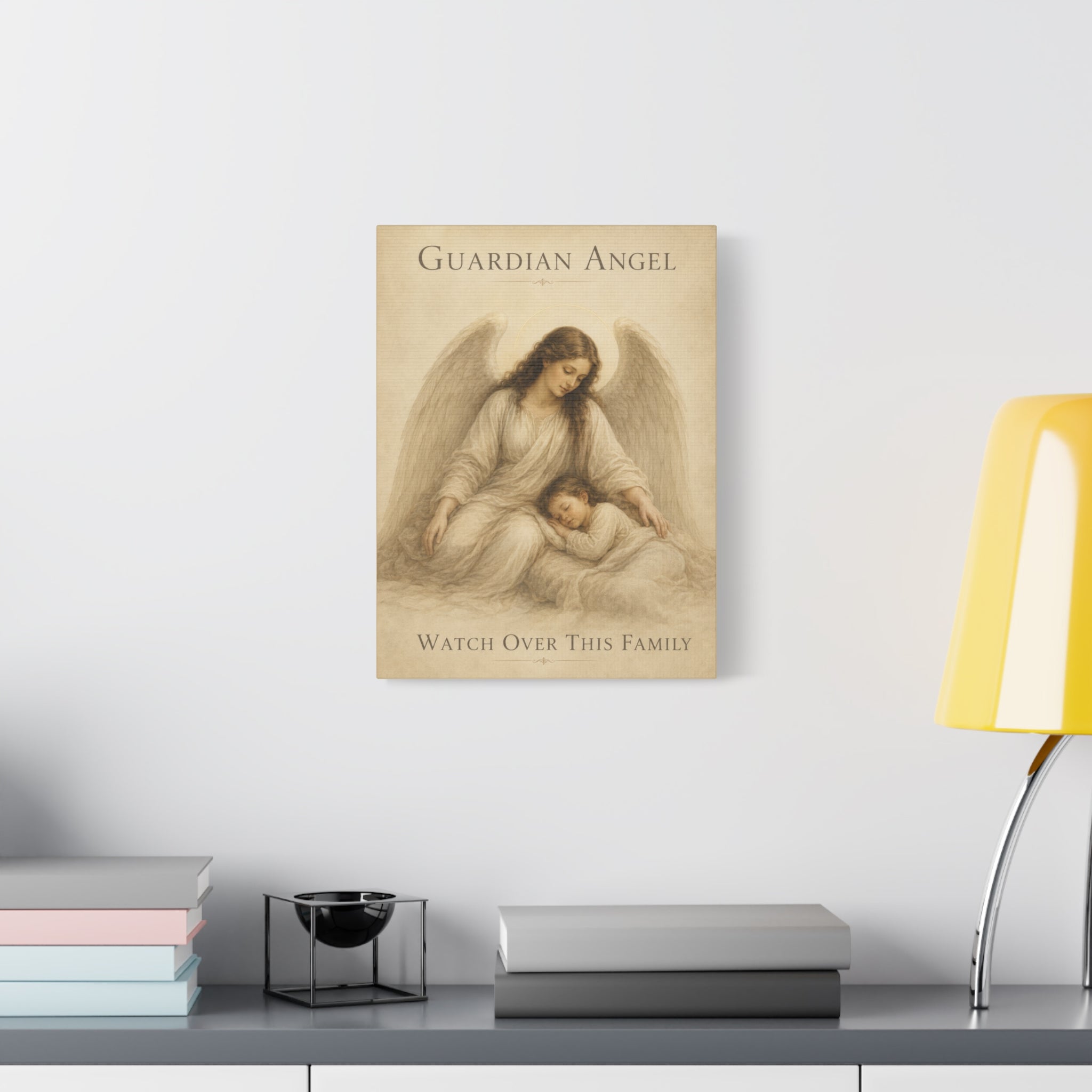 Guardian Angel Watch Over This Family – Canvas Wall Art (Sage)
