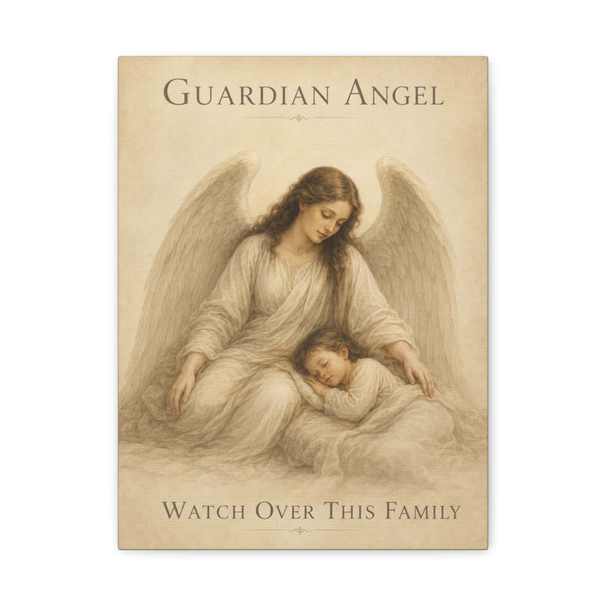 Guardian Angel Watch Over This Family – Canvas Wall Art (Sage)
