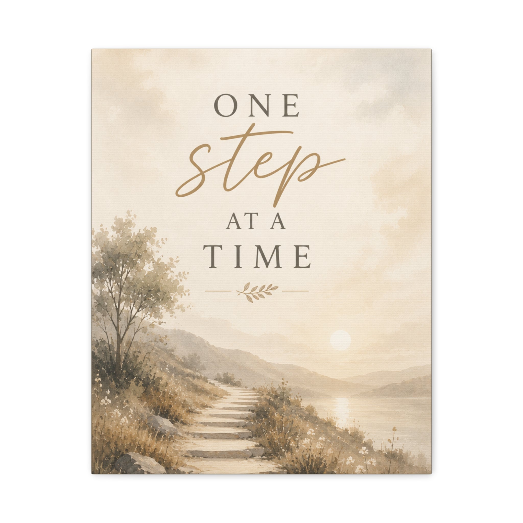 One Step at a Time Inspirational Canvas Wall Art