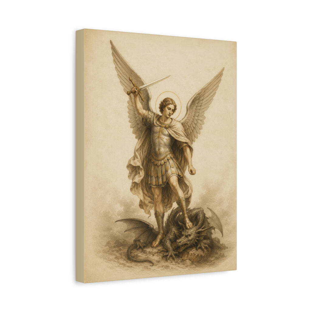 Saint Michael Archangel Canvas Print – Vintage Religious Wall Art