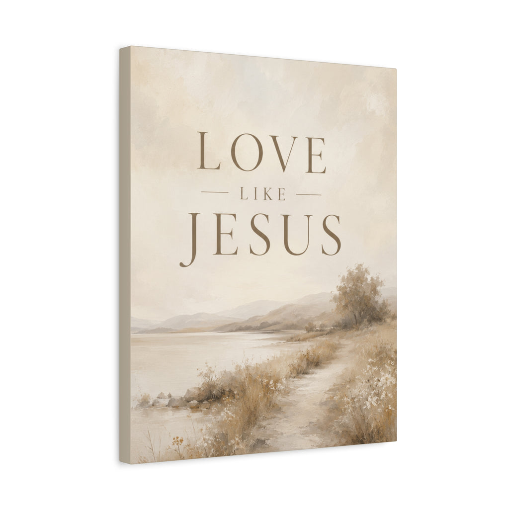 Love Like Jesus Christian Canvas Wall Art  Modern Faith Decor