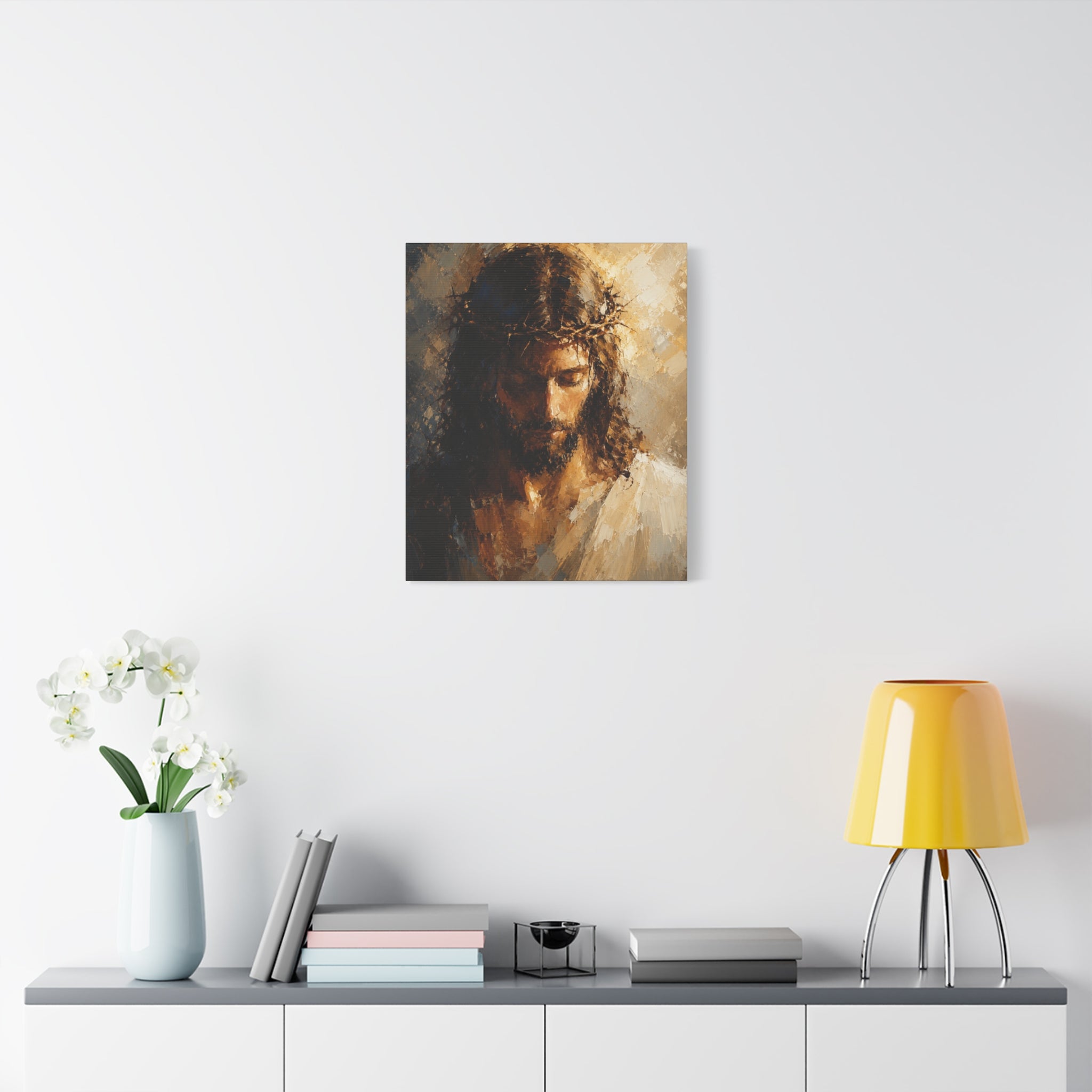 Jesus Crown of Thorns Christian Canvas Wall Art  Modern Sacred Art