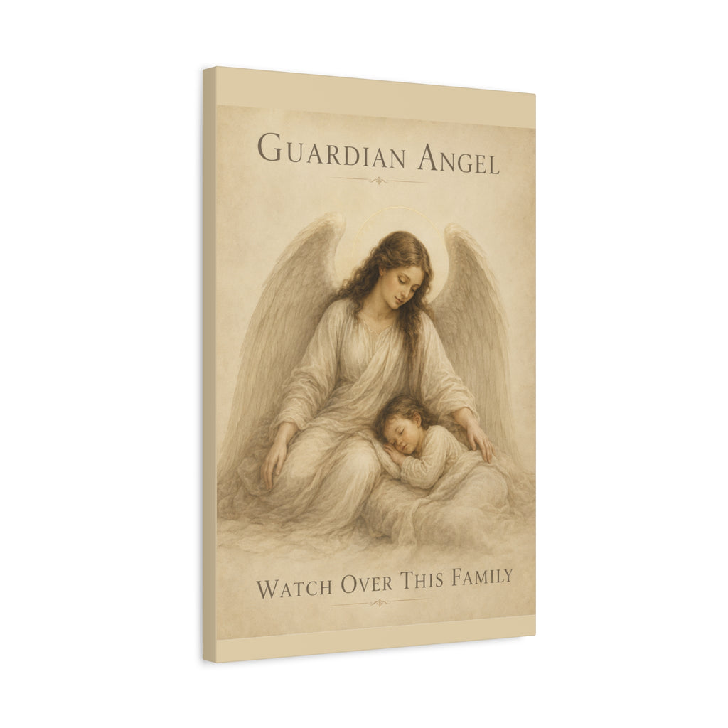 Guardian Angel Watch Over This Family – Canvas Wall Art (Sage)