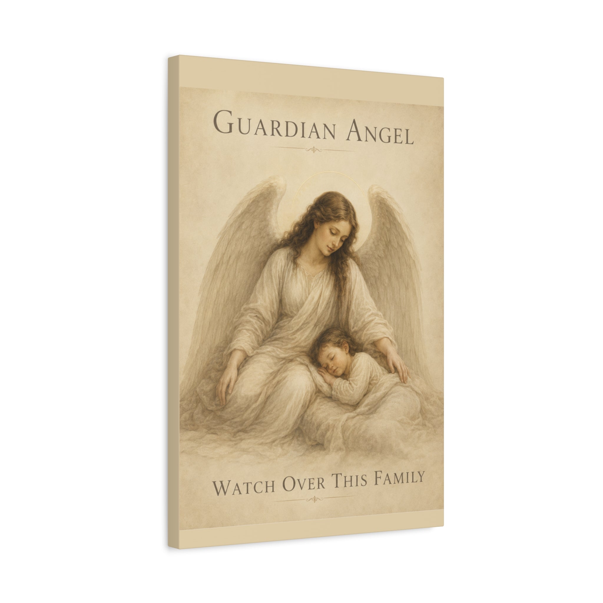 Guardian Angel Watch Over This Family – Canvas Wall Art (Sage)