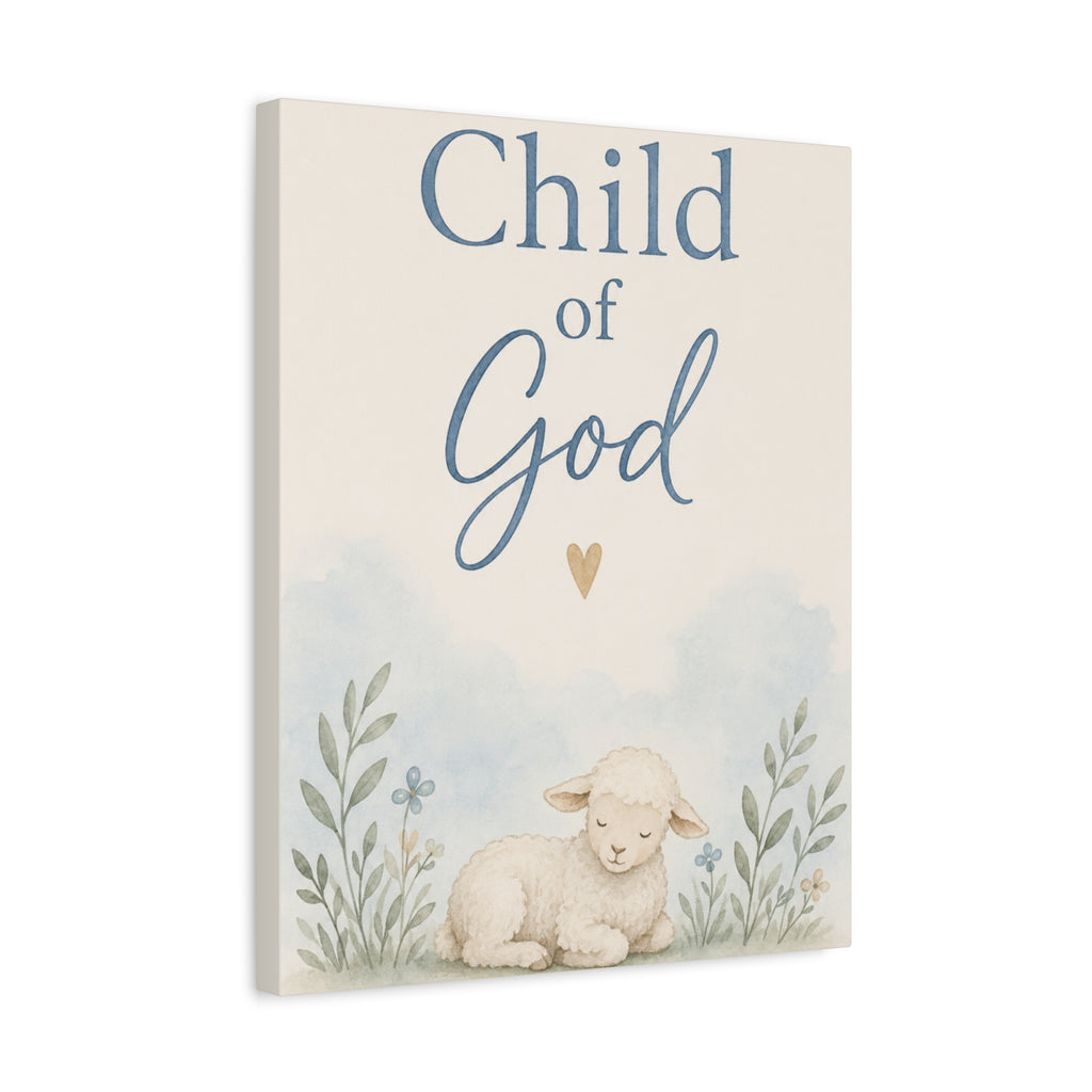 Child of God Lamb Canvas Wall Art – Nursery Christian Baby Decor