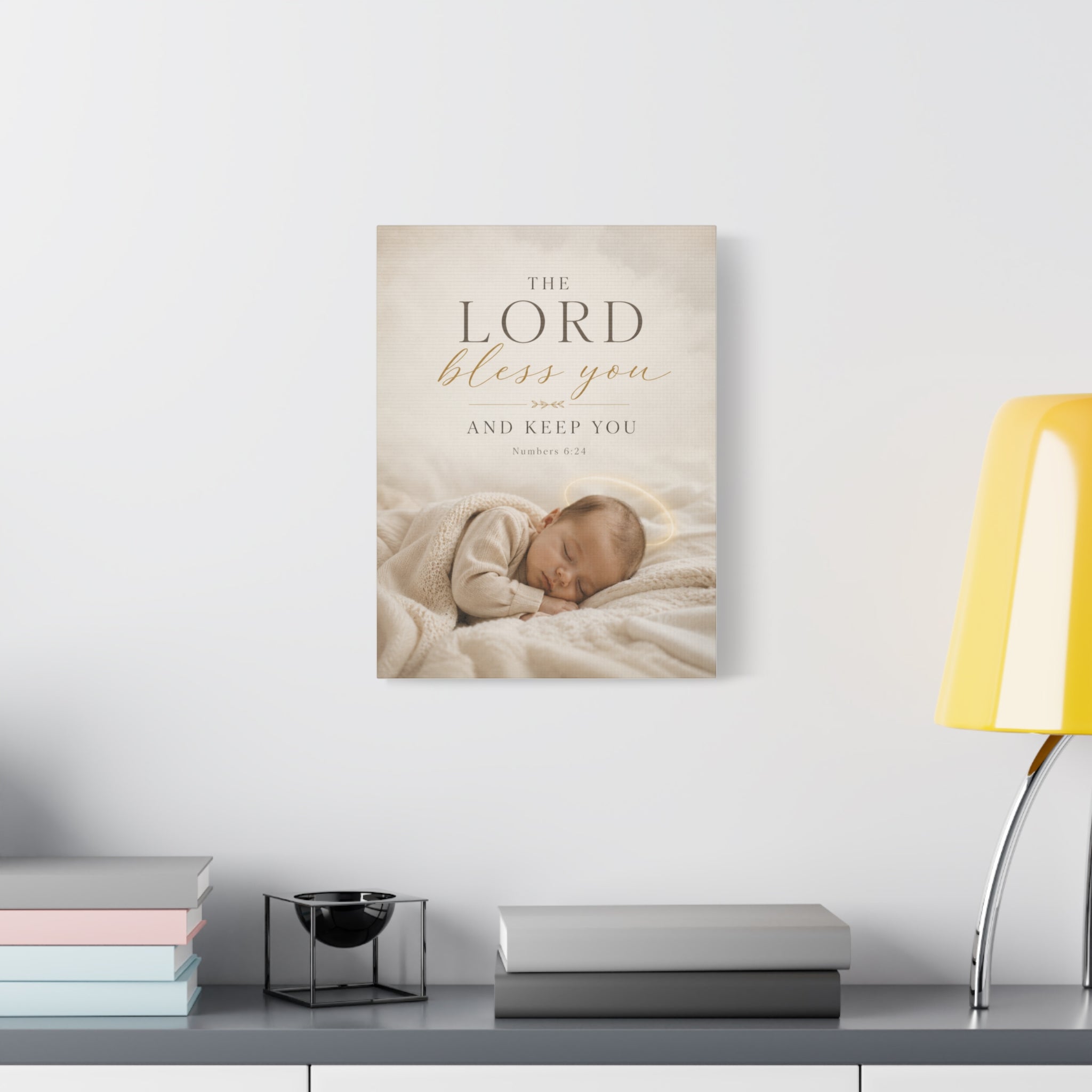 The Lord Bless You Nursery Canvas – Baby Photo Wall Art with Numbers 6:24 Scripture