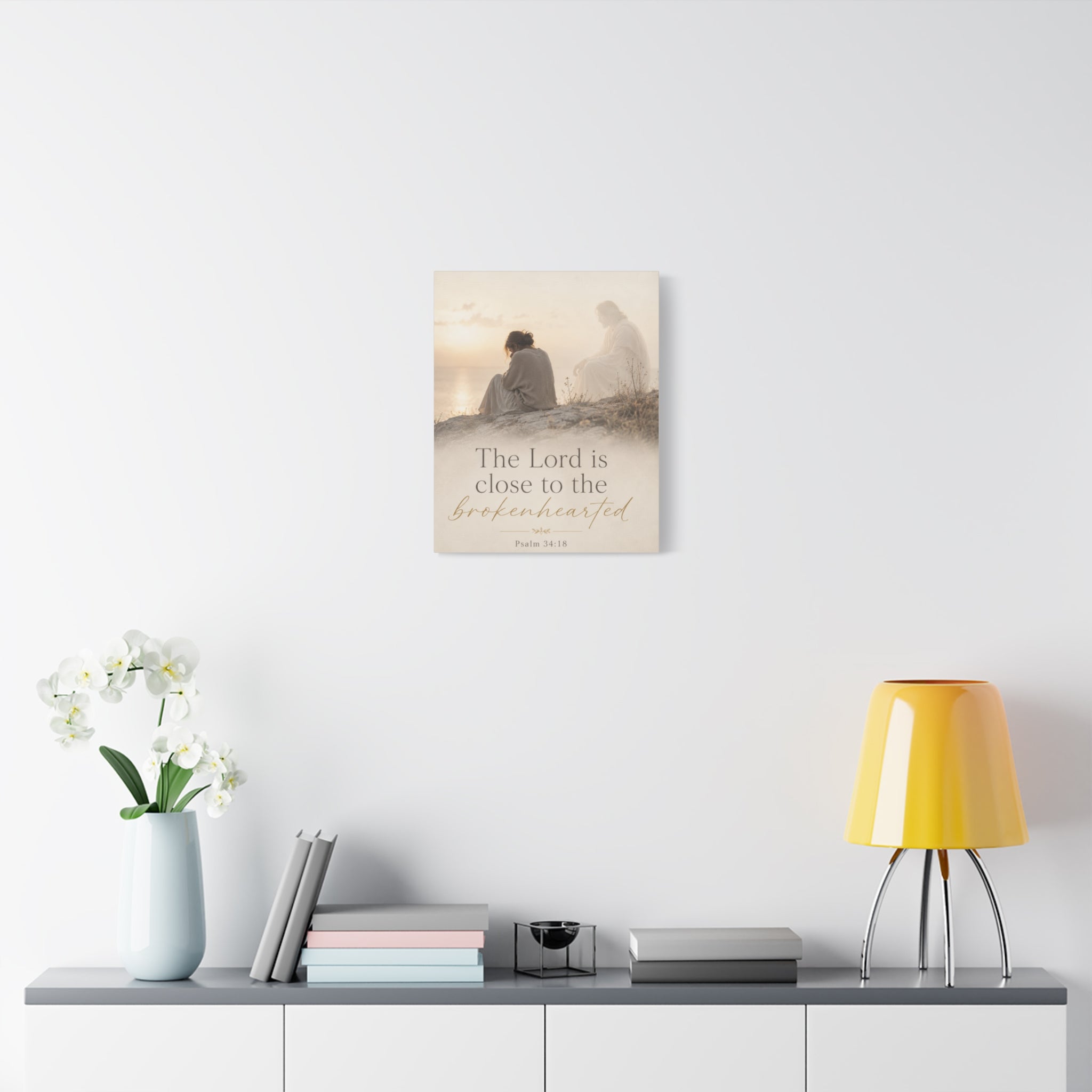 Psalm 34:18 Canvas Wall Art — "The Lord is close to the brokenhearted" Matte Stretched Canvas