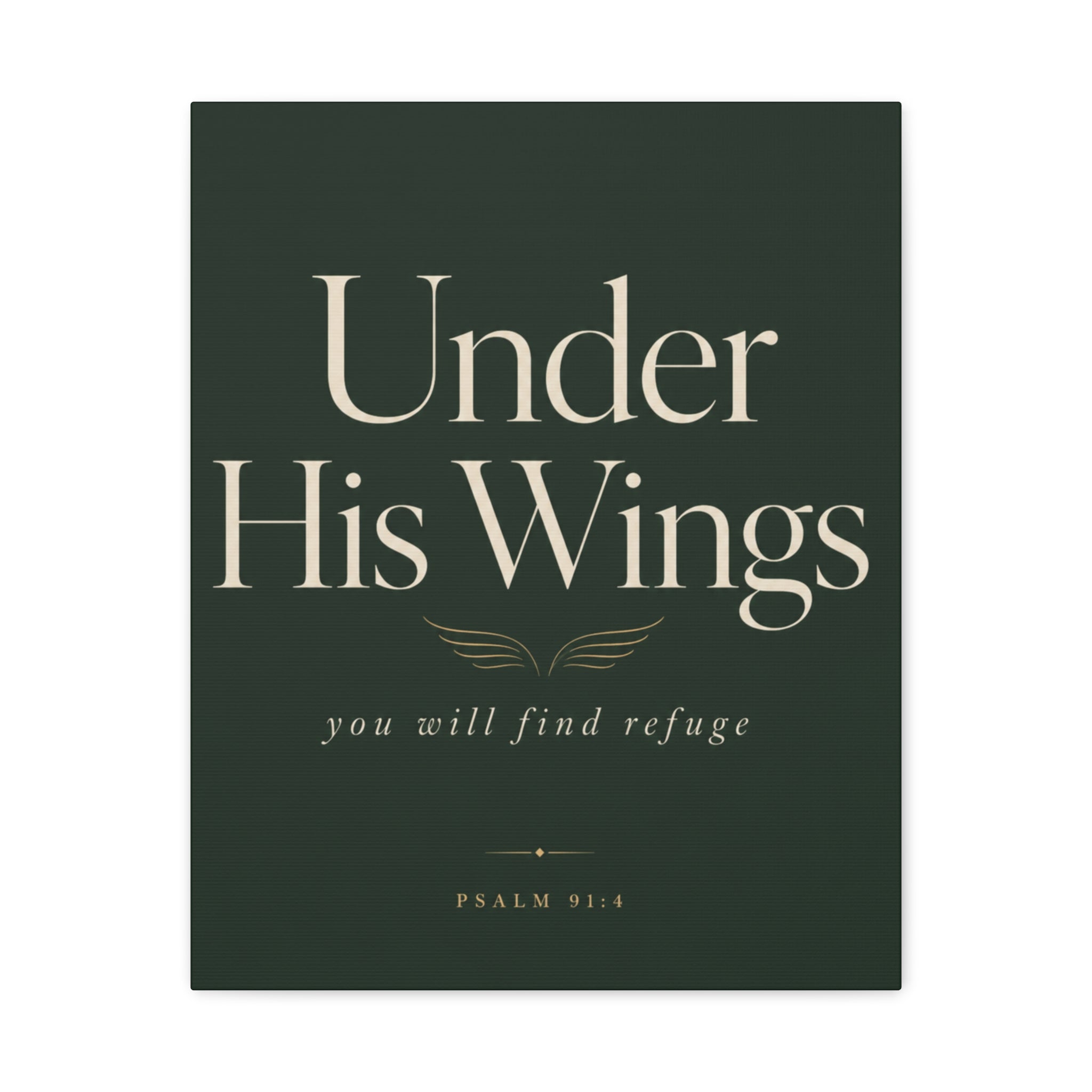 Under His Wings Canvas Wall Art – "You Will Find Refuge" Christian Inspirational Home Decor