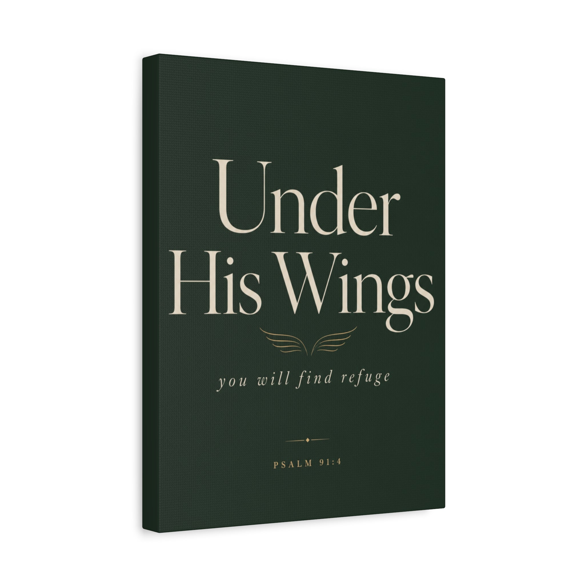 Under His Wings Canvas Wall Art – "You Will Find Refuge" Christian Inspirational Home Decor
