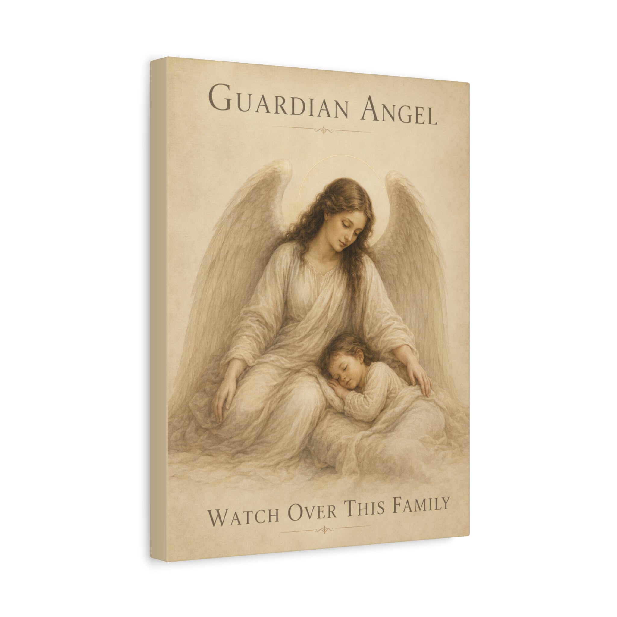 Guardian Angel Watch Over This Family – Canvas Wall Art (Sage)