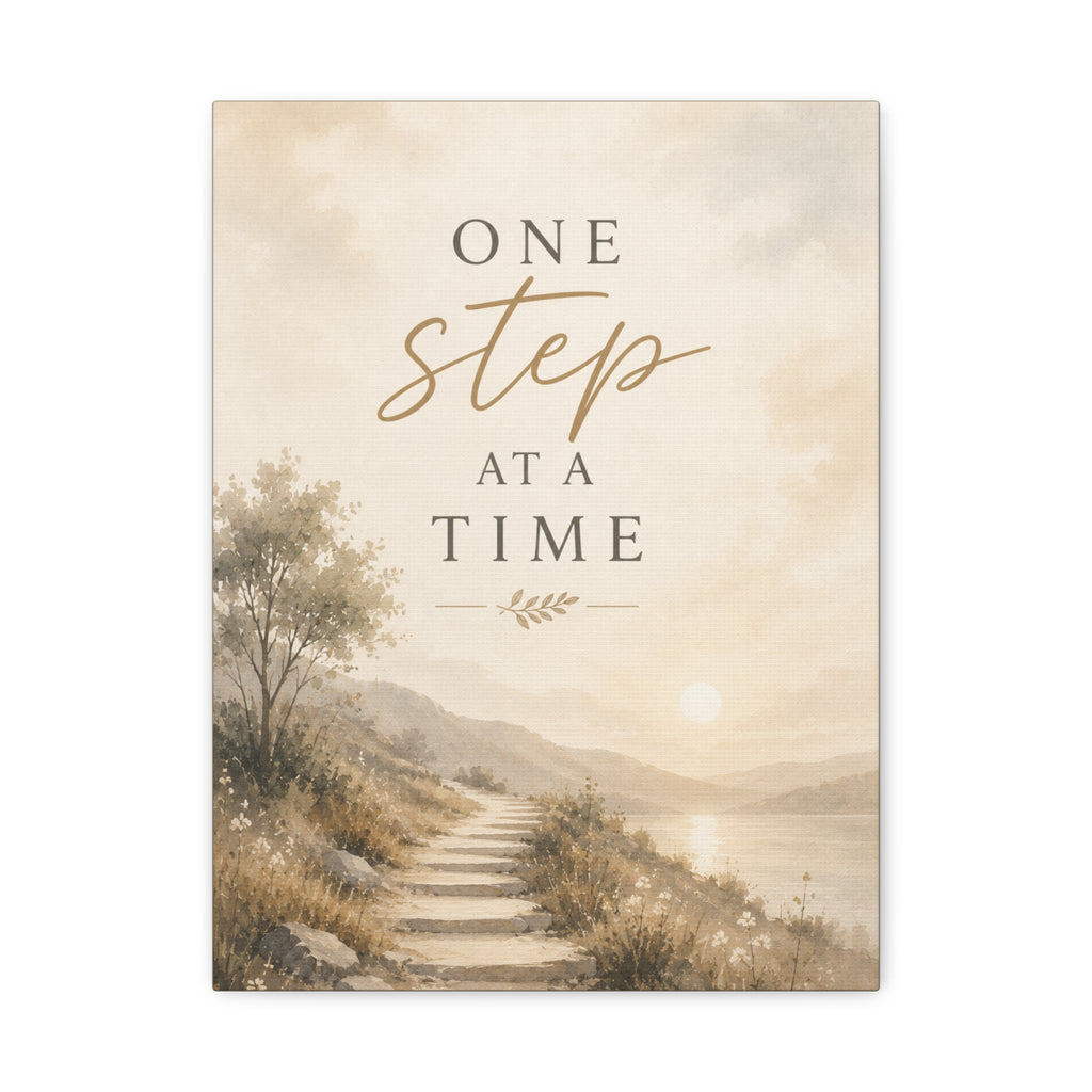 One Step at a Time Inspirational Canvas Wall Art