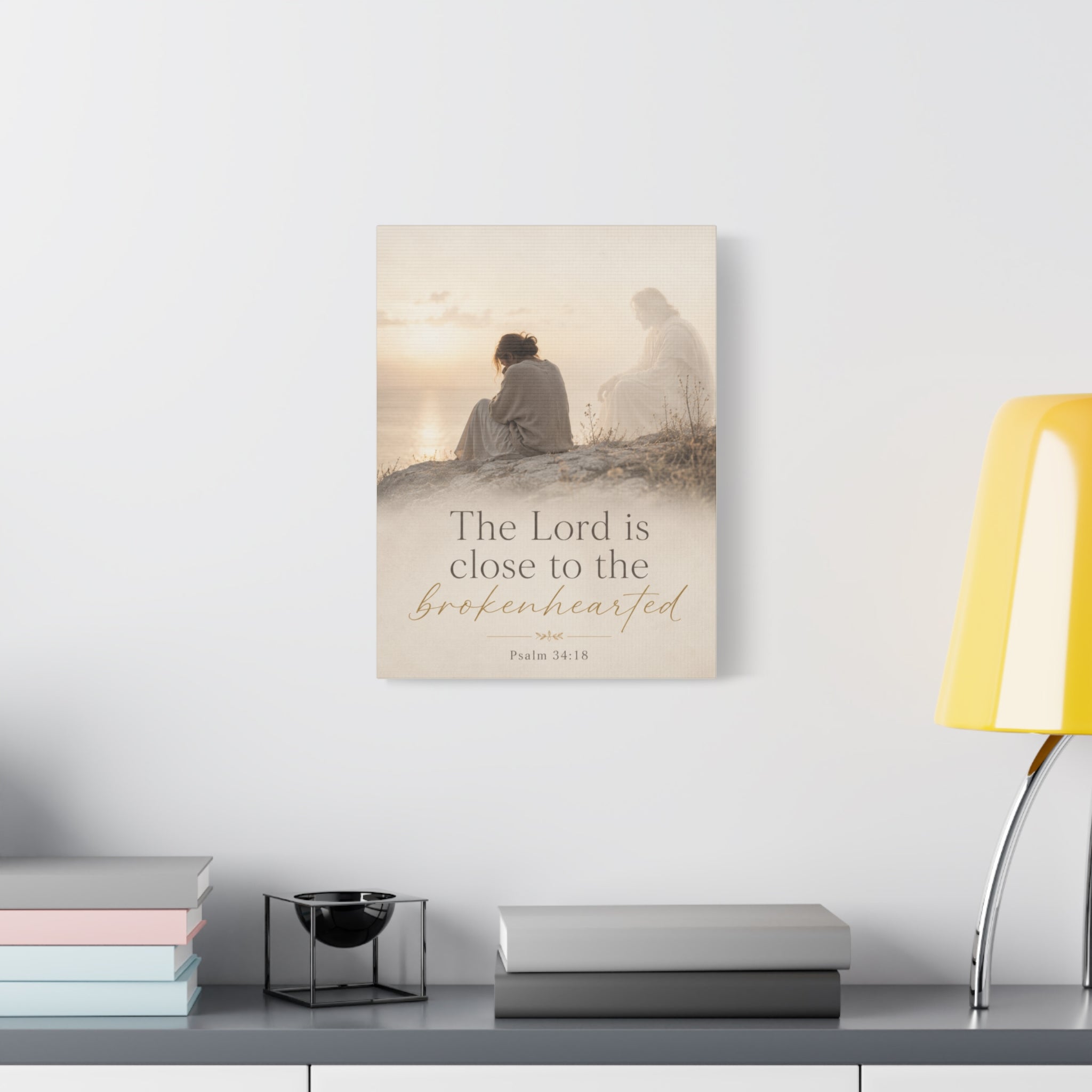 Psalm 34:18 Canvas Wall Art — "The Lord is close to the brokenhearted" Matte Stretched Canvas