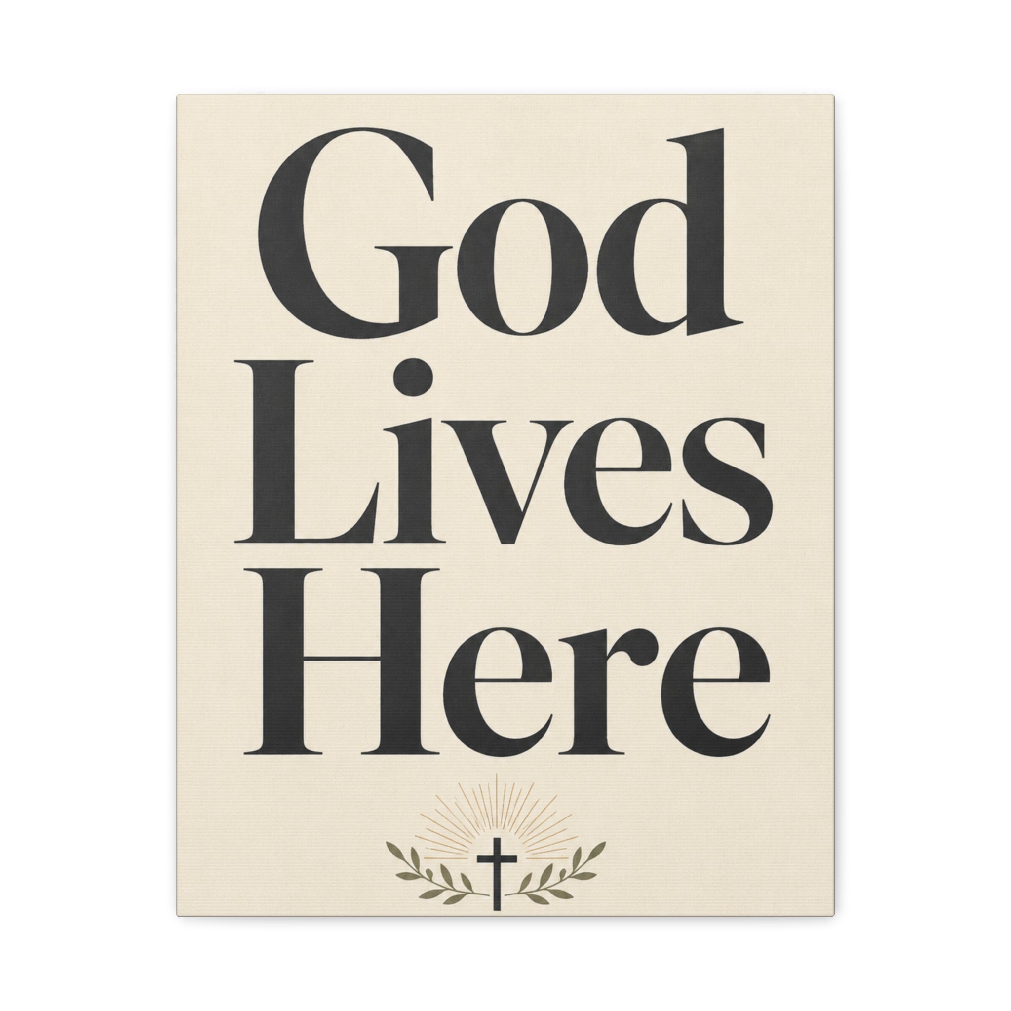 God Lives Here – Modern Faith Typography Canvas Wall Art