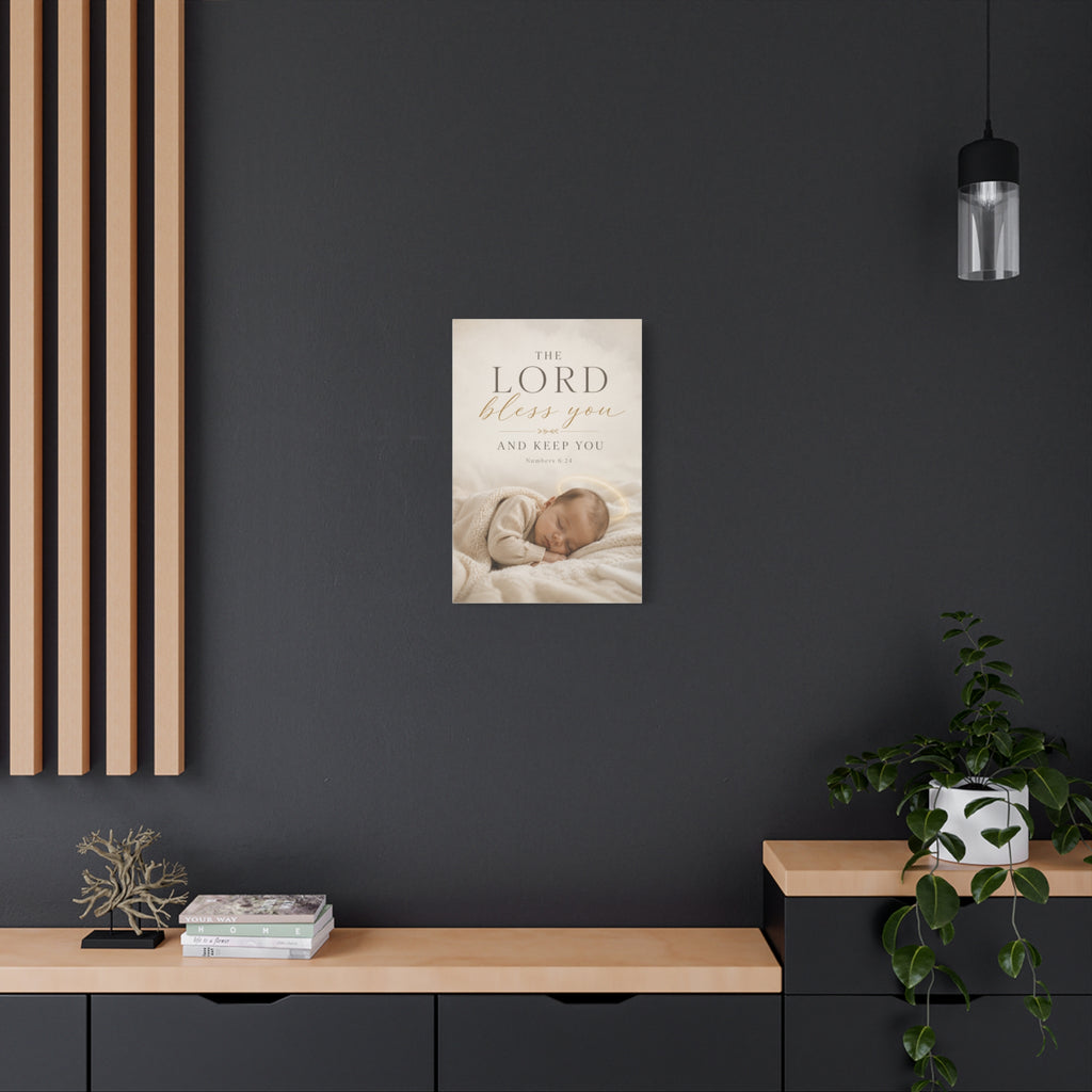 The Lord Bless You Nursery Canvas – Baby Photo Wall Art with Numbers 6:24 Scripture