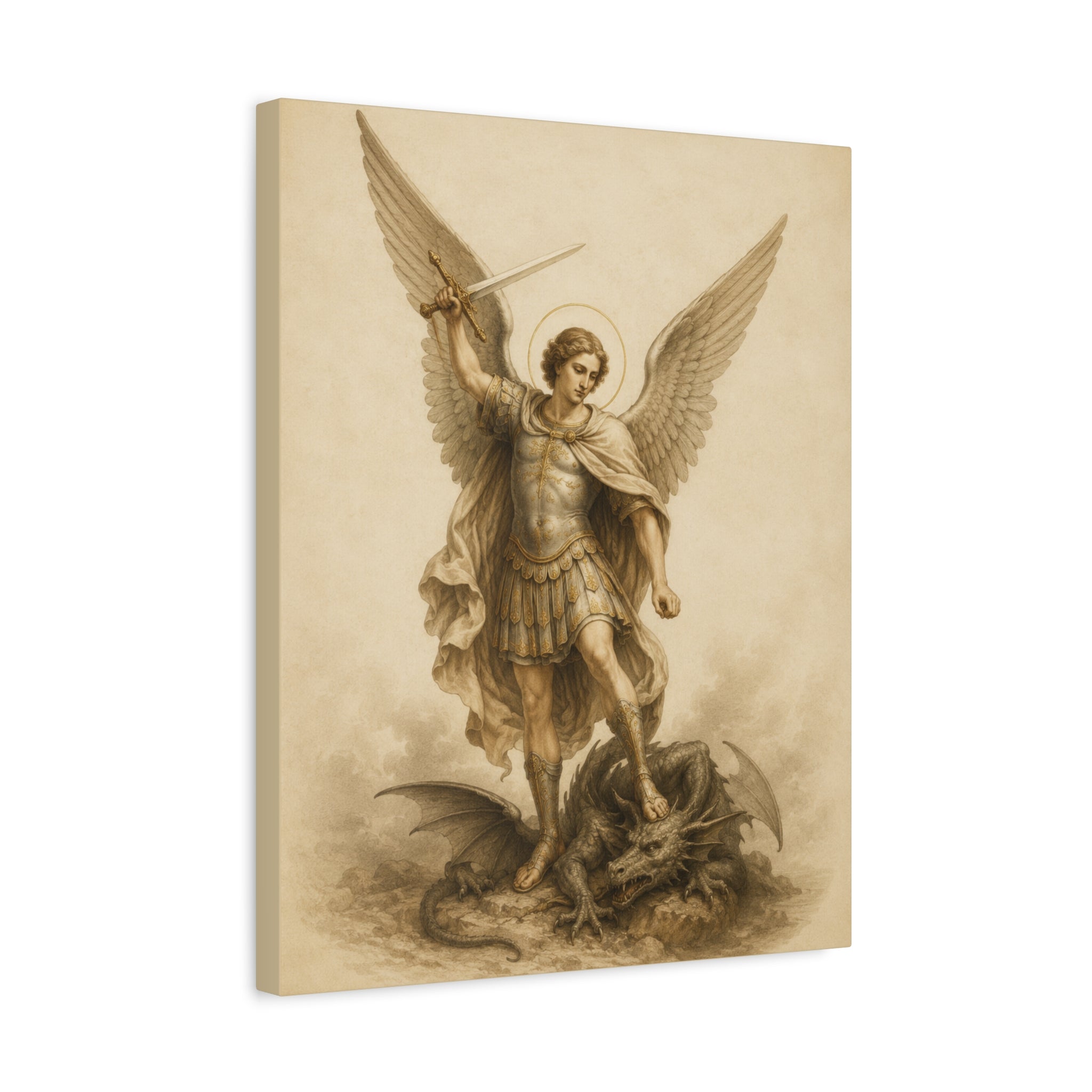 Saint Michael Archangel Canvas Print – Vintage Religious Wall Art
