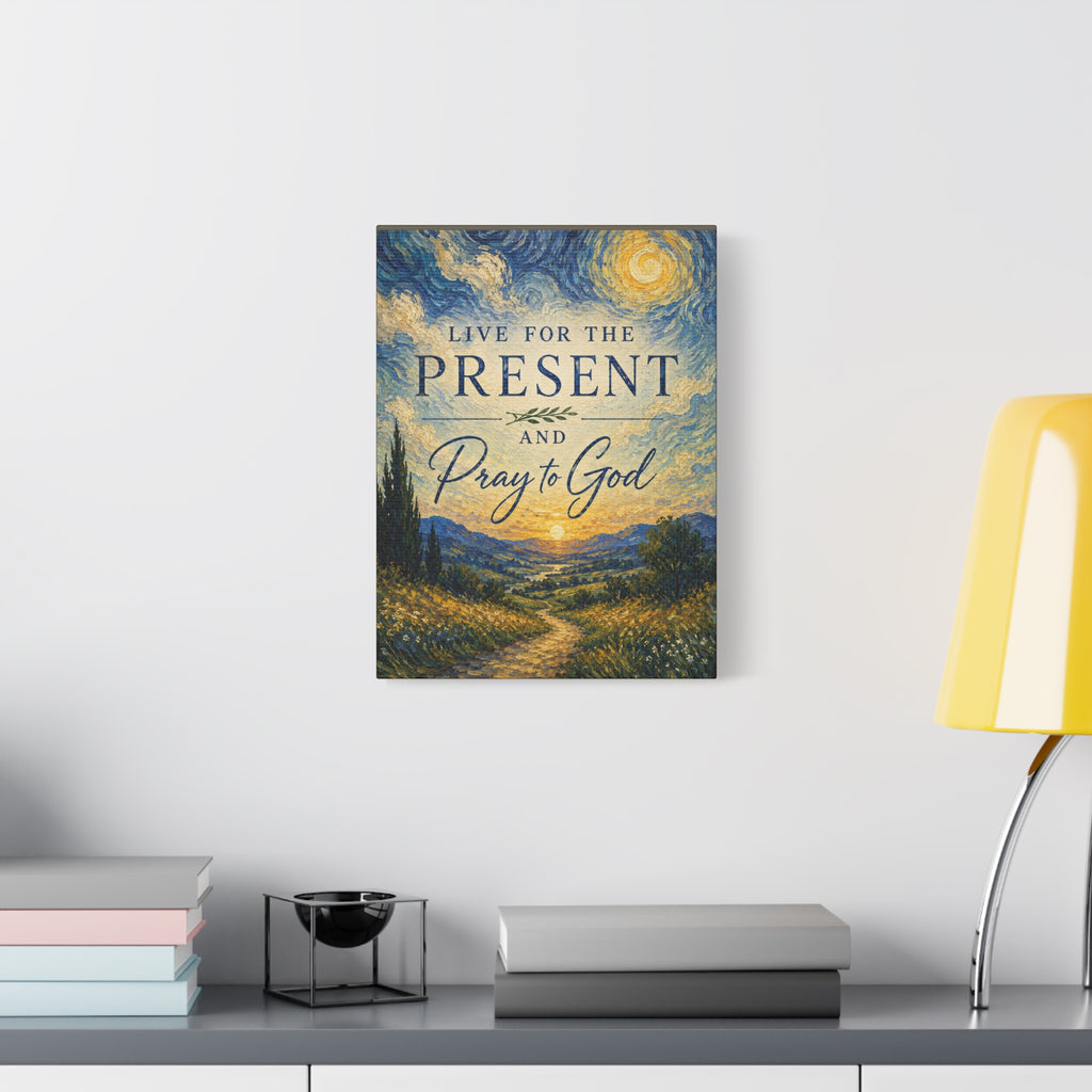 Live for the Present and Pray to God Christian Canvas Wall Art