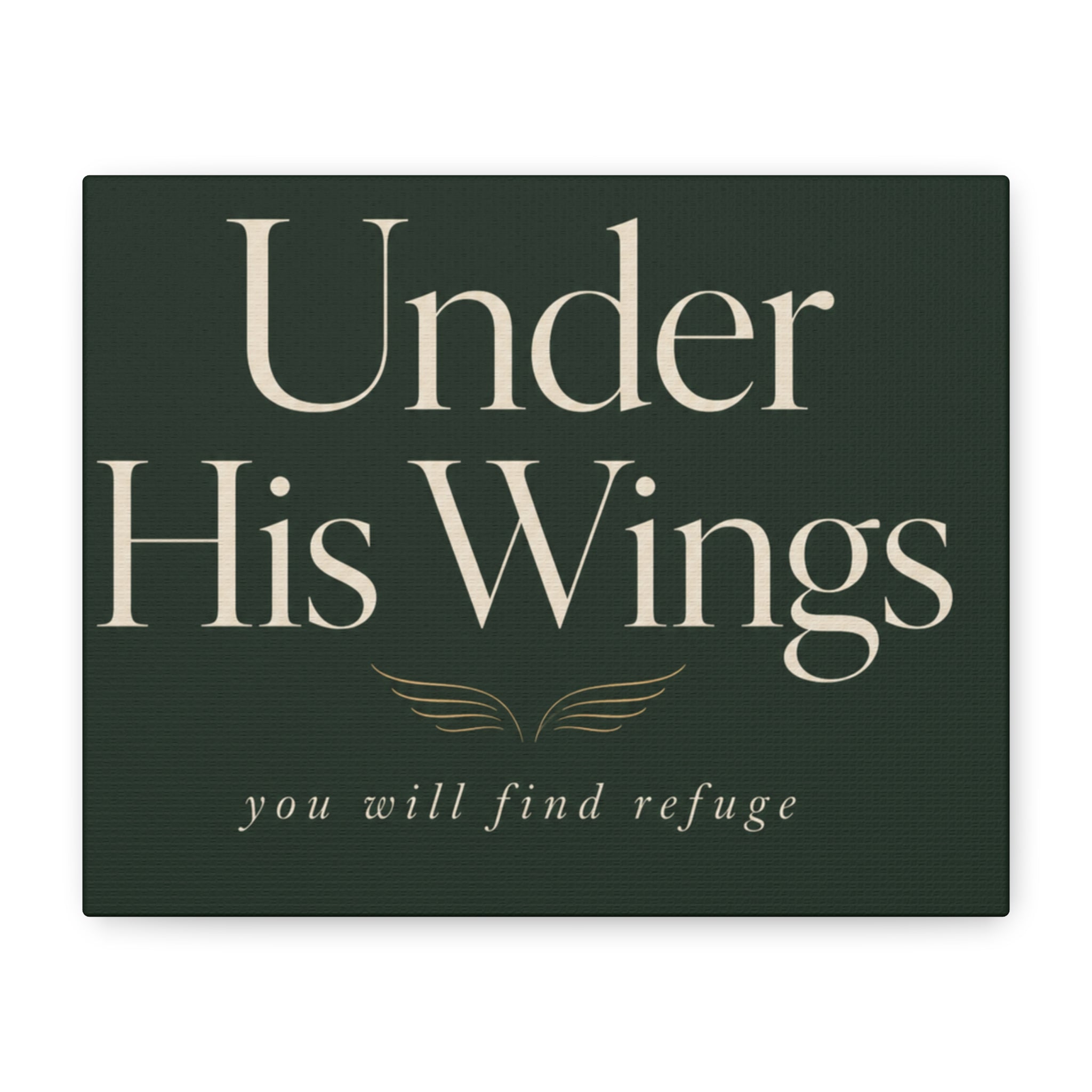 Under His Wings Canvas Wall Art – "You Will Find Refuge" Christian Inspirational Home Decor