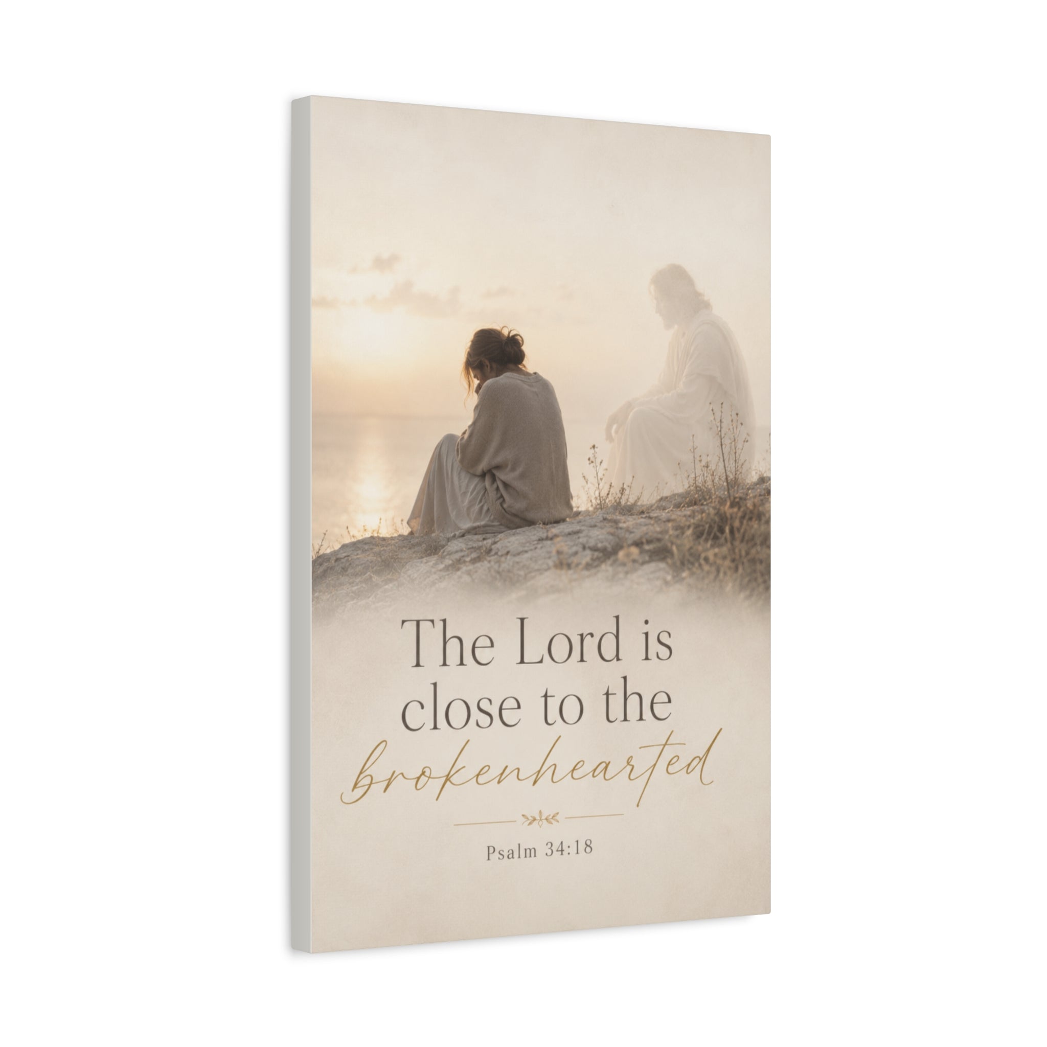 Psalm 34:18 Canvas Wall Art — "The Lord is close to the brokenhearted" Matte Stretched Canvas
