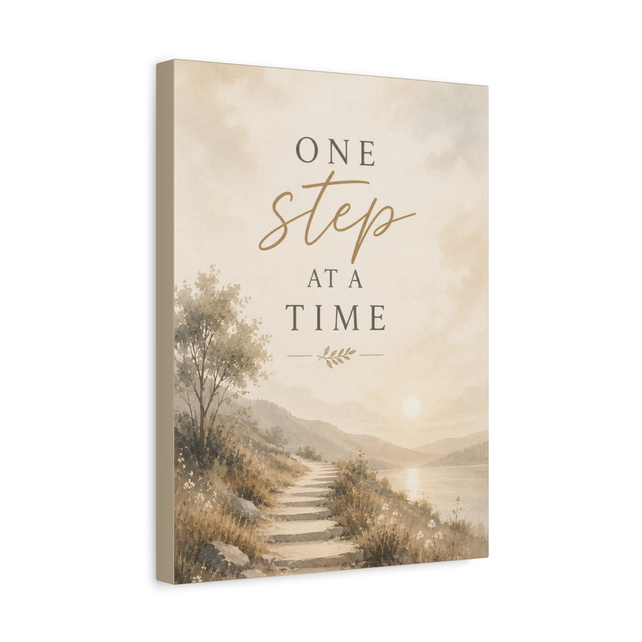 One Step at a Time Inspirational Canvas Wall Art