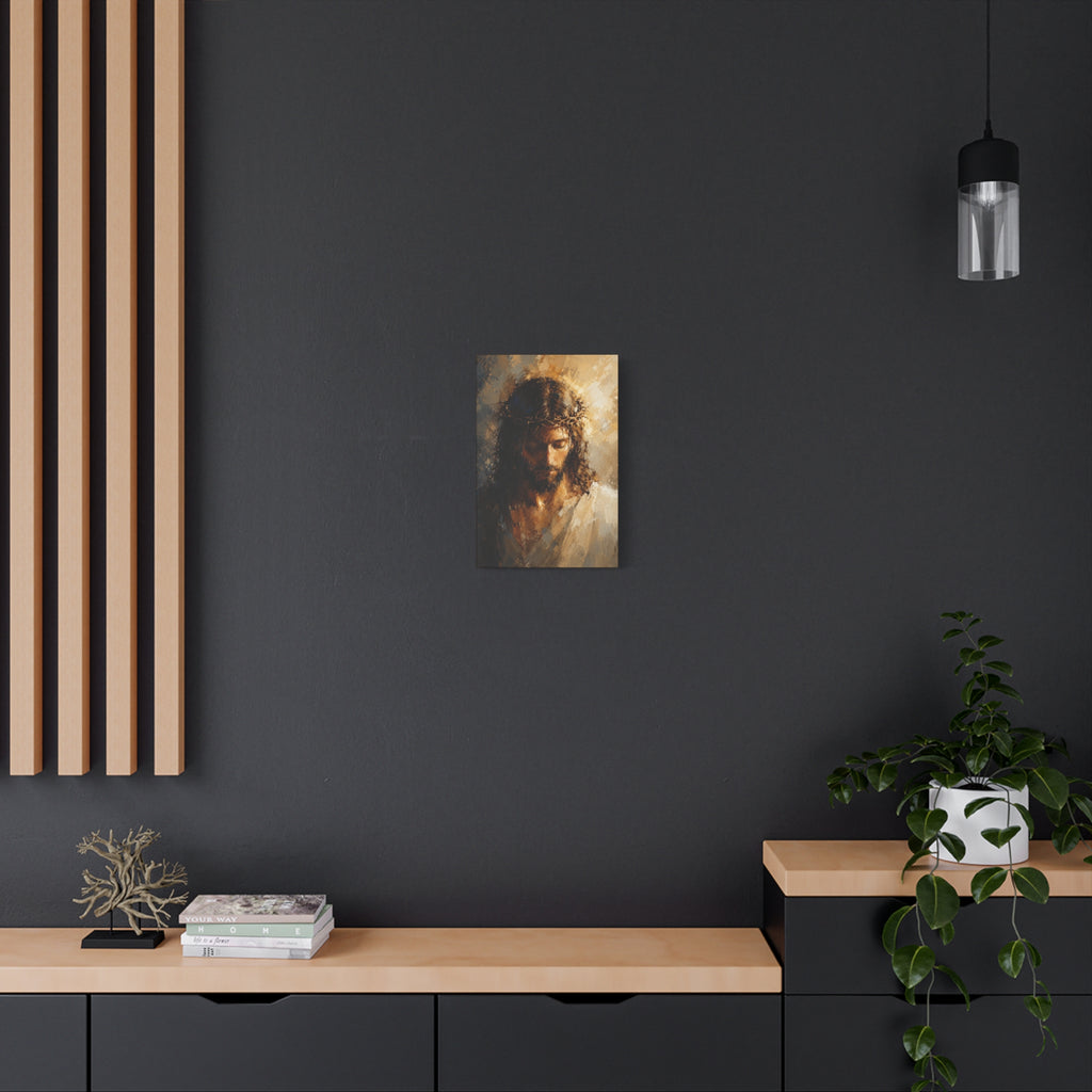 Jesus Crown of Thorns Christian Canvas Wall Art  Modern Sacred Art