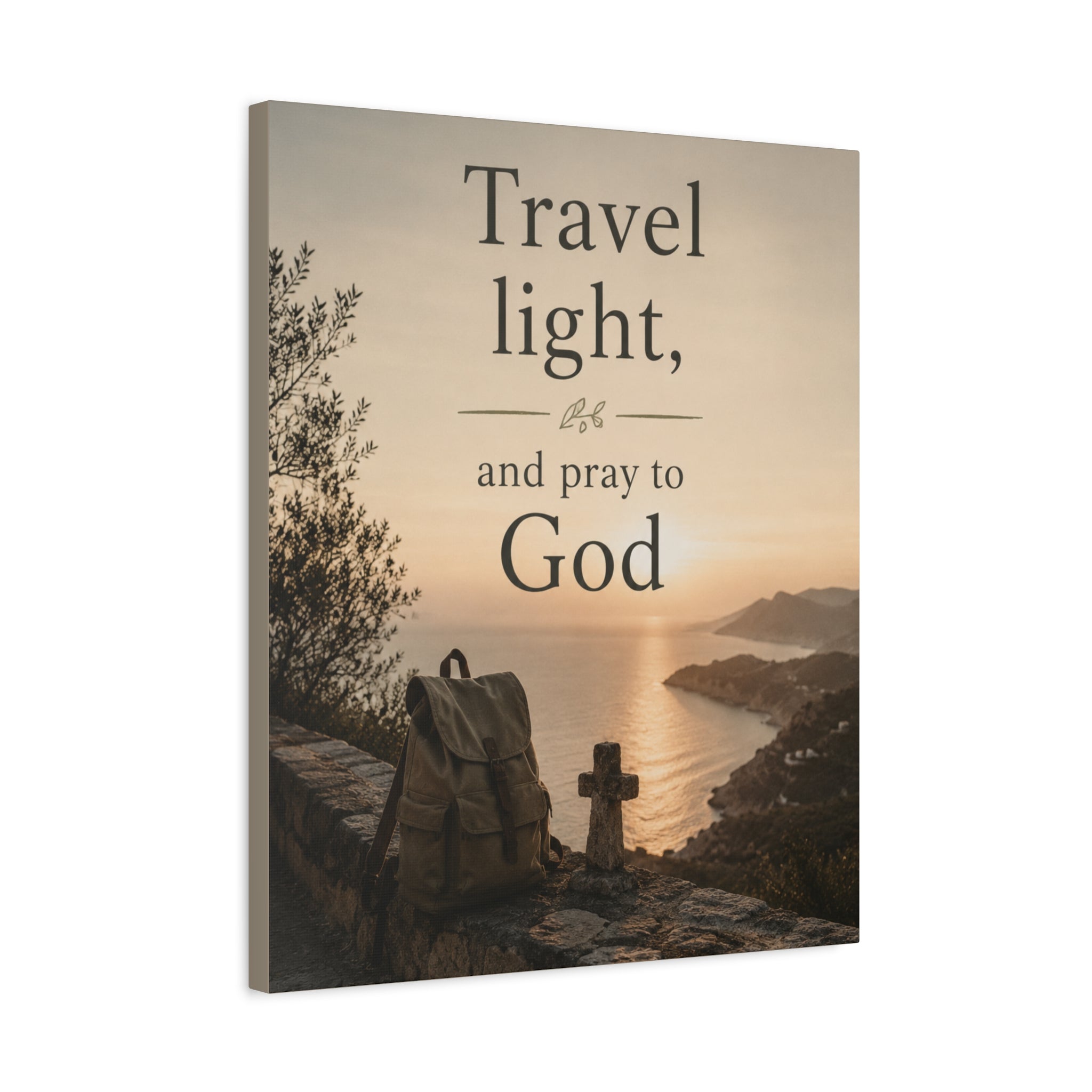 Travel Light and Pray to God Christian Canvas Wall Art  Faith Travel Decor