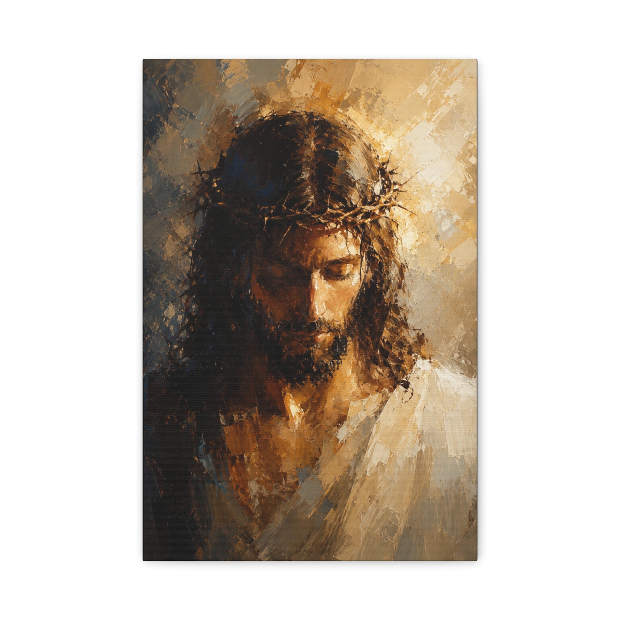 Jesus Crown of Thorns Christian Canvas Wall Art  Modern Sacred Art