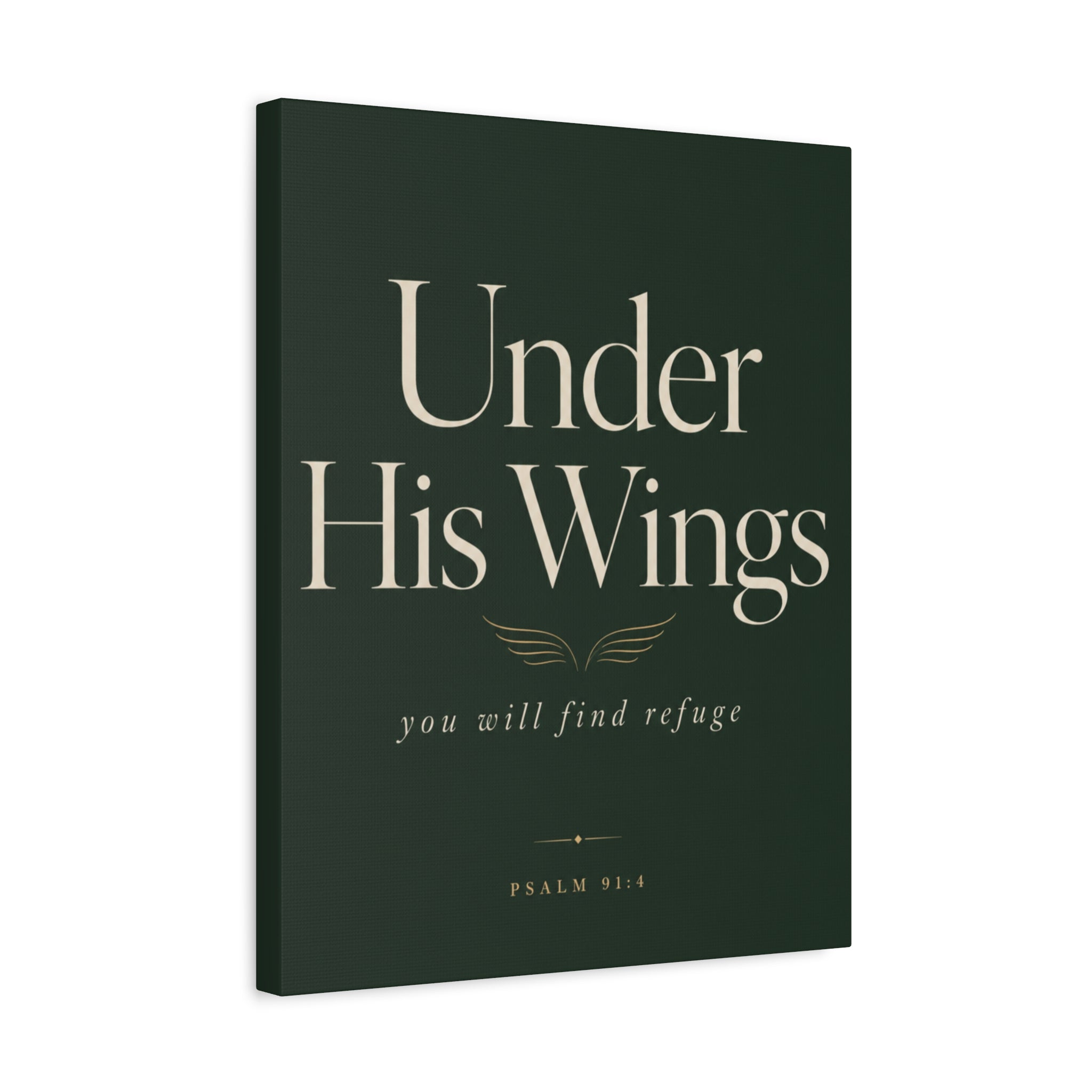 Under His Wings Canvas Wall Art – "You Will Find Refuge" Christian Inspirational Home Decor
