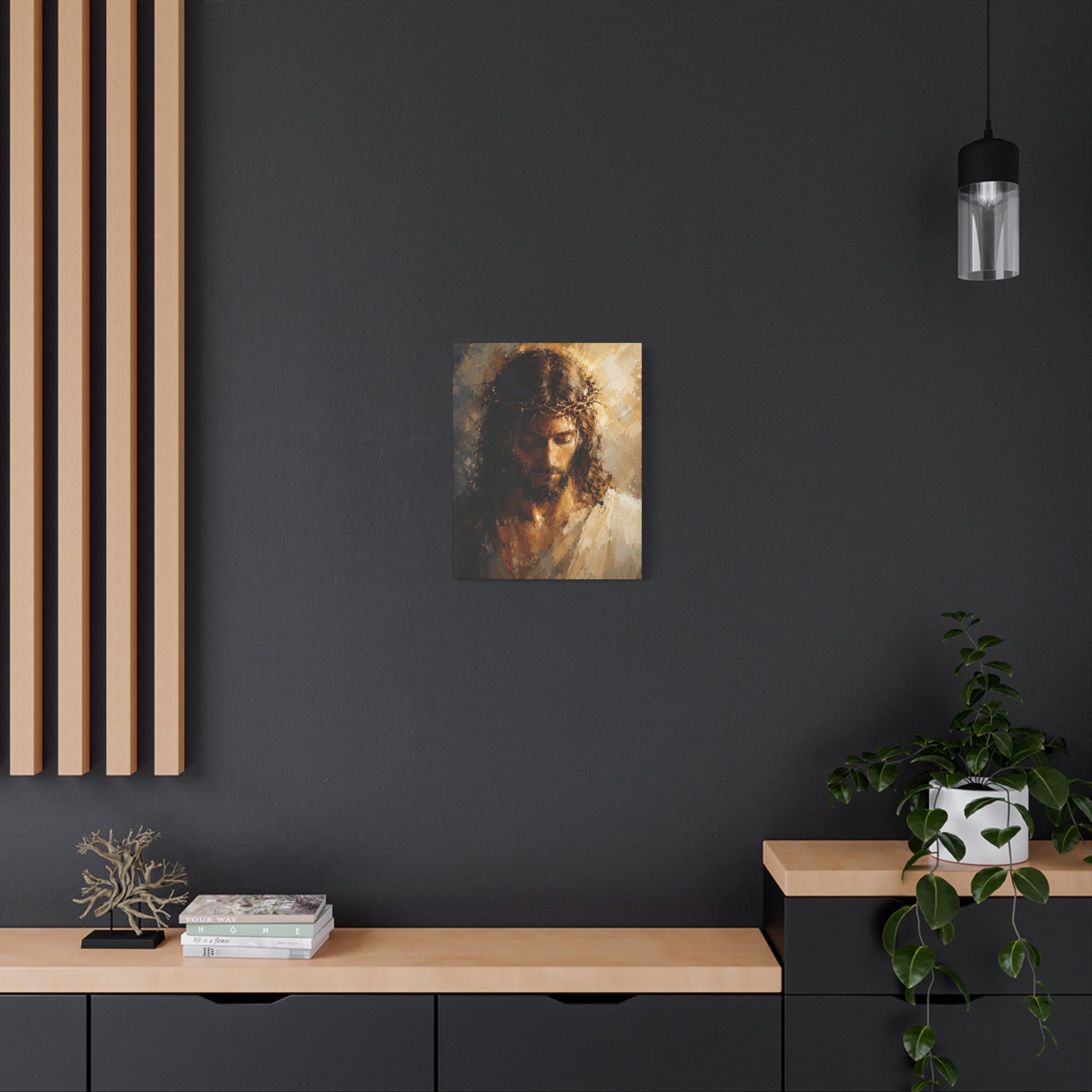 Jesus Crown of Thorns Christian Canvas Wall Art  Modern Sacred Art