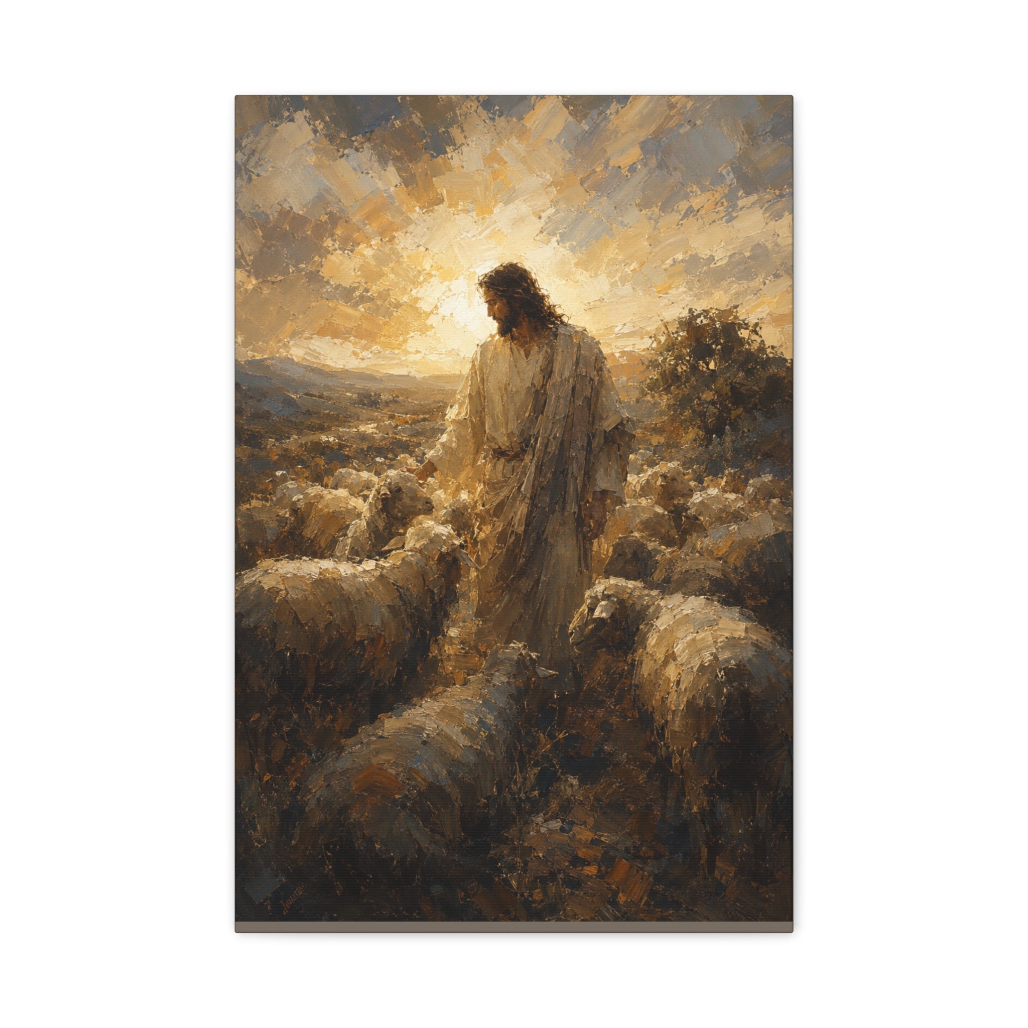 Jesus the Good Shepherd Christian Canvas Wall Art |Sacred Religious Art