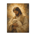 Jesus Holding the Lamb Christian Canvas Wall Art.  Good Shepherd Sacred Art