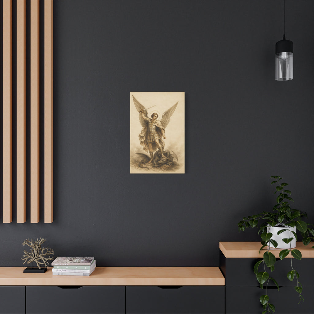 Saint Michael Archangel Canvas Print – Vintage Religious Wall Art