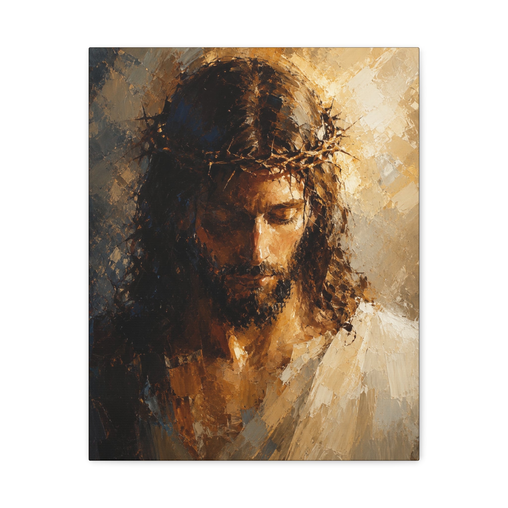 Jesus Crown of Thorns Christian Canvas Wall Art  Modern Sacred Art