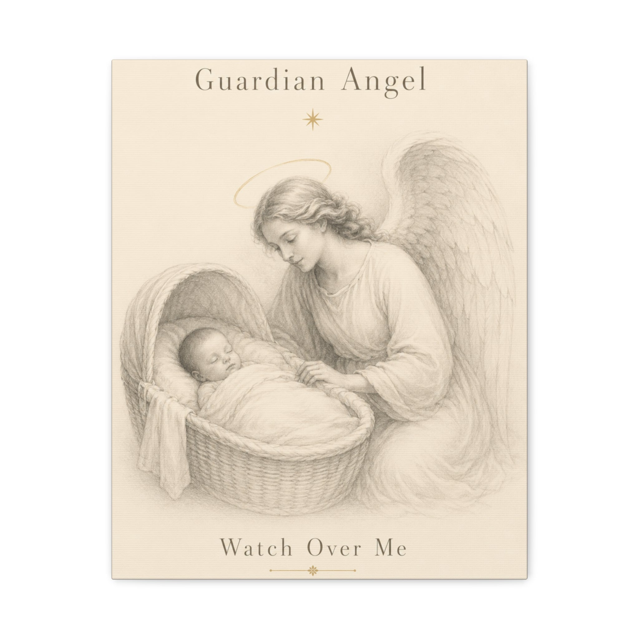 Guardian Angel Watch Over Me – Nursery Canvas Wall Art