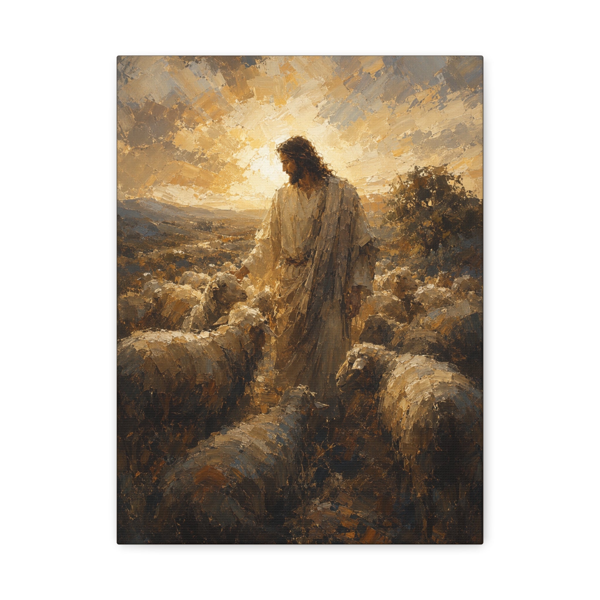 Jesus the Good Shepherd Christian Canvas Wall Art |Sacred Religious Art