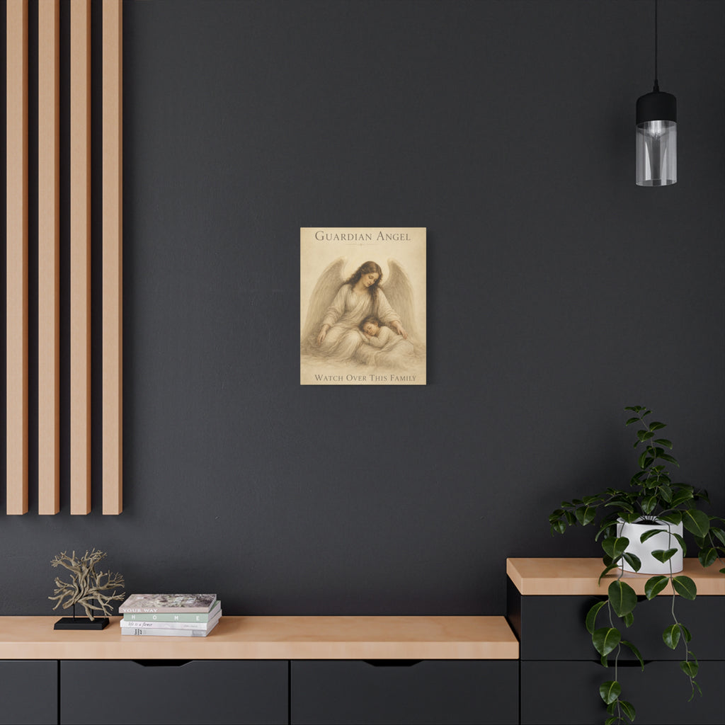 Guardian Angel Watch Over This Family – Canvas Wall Art (Sage)