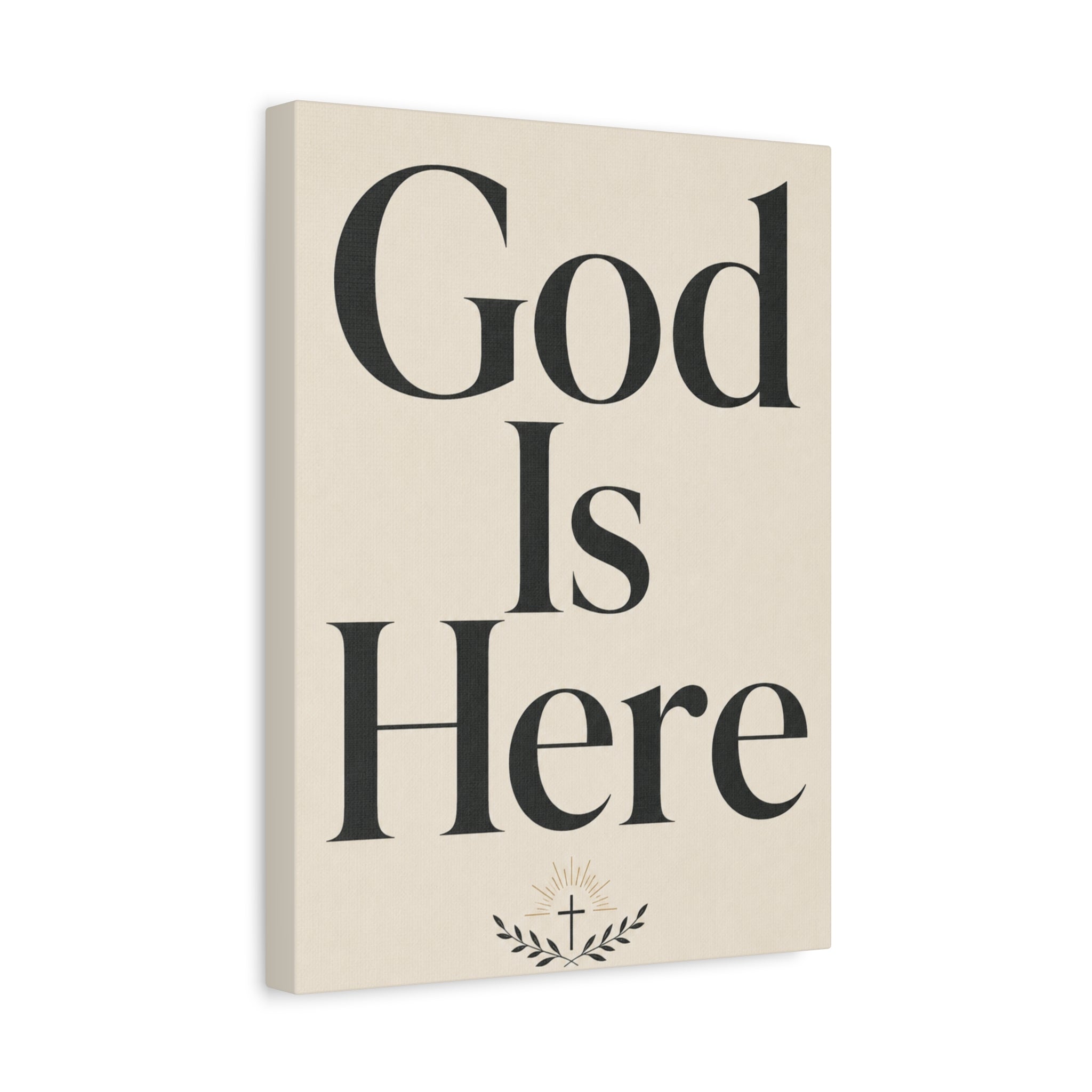 God Is Here – Modern Faith Typography Canvas Wall Art